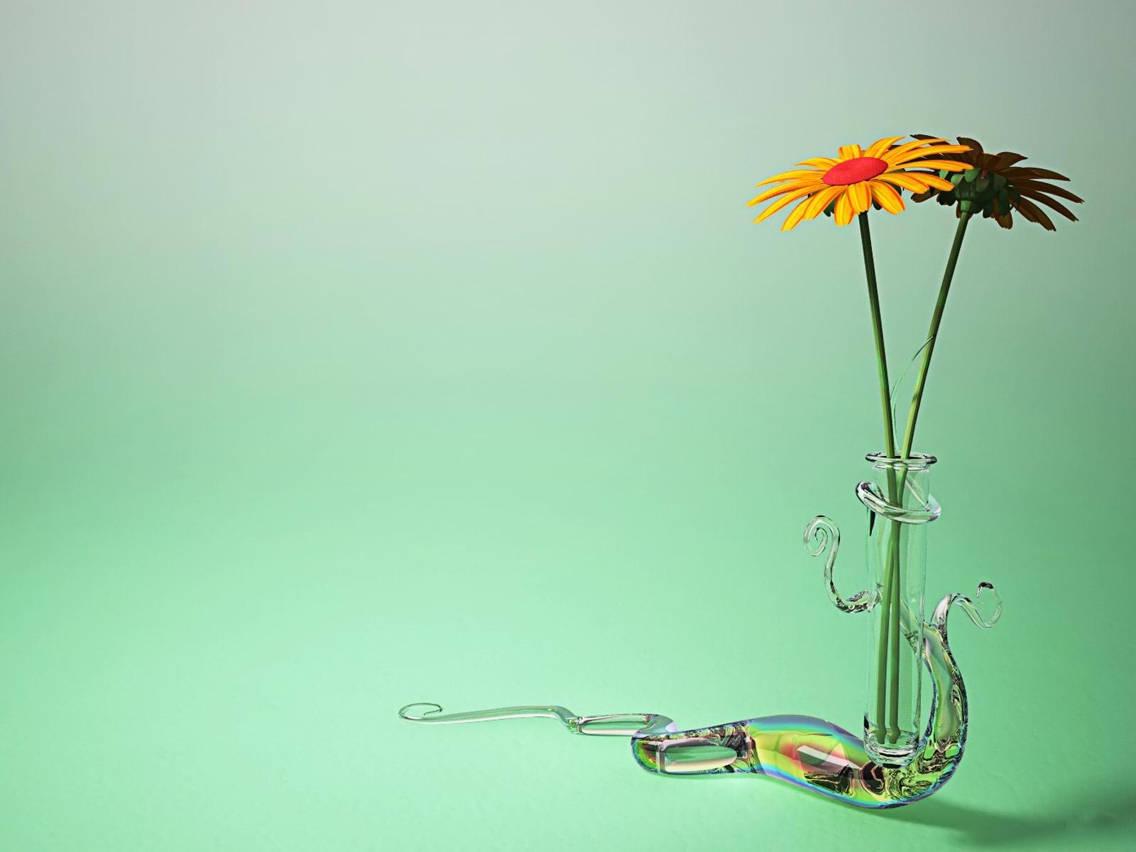 1600x1200 HQ Wallpaper Arena: Two Flowers In Snake Style Jars