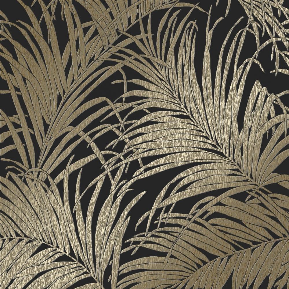 Arthouse 903201 Kiss Foil Palm Leaf Cream Gold Metallic Wallpaper 