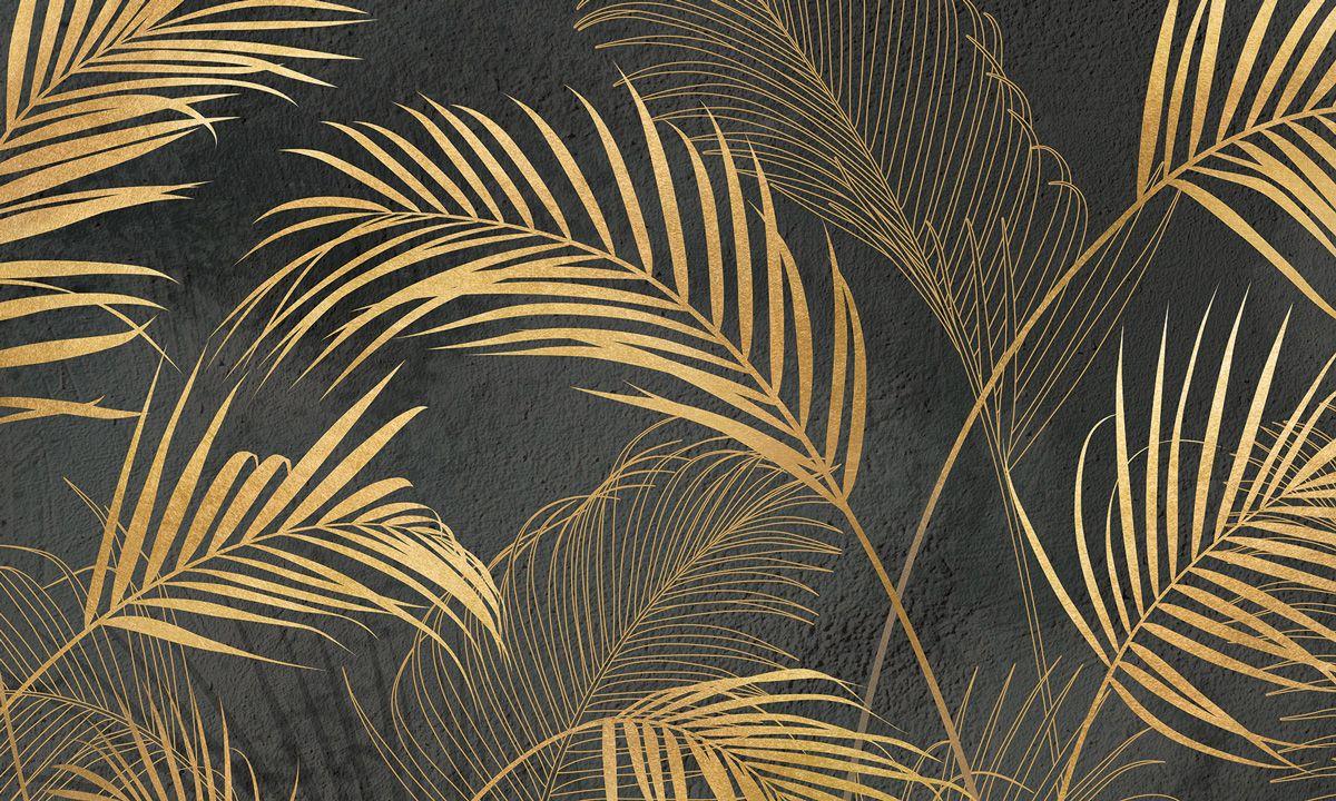 1200x720 Golden palm leaves wall mural. Modern Premium Design. Wall art wallpaper, Palm leaf wallpaper, Mural wall art