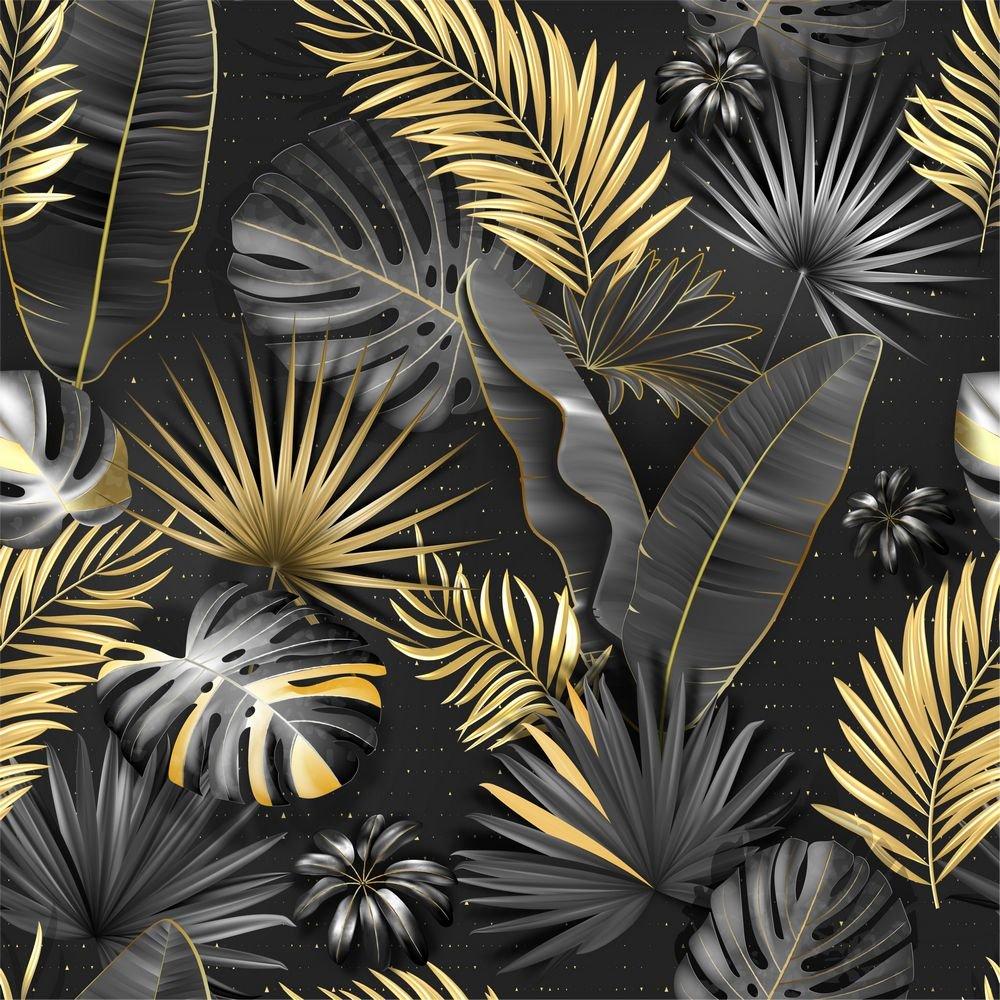 1000x1000 Buy Black And Gold Tropical Palm Banana Leaf Wallpaper Online USA