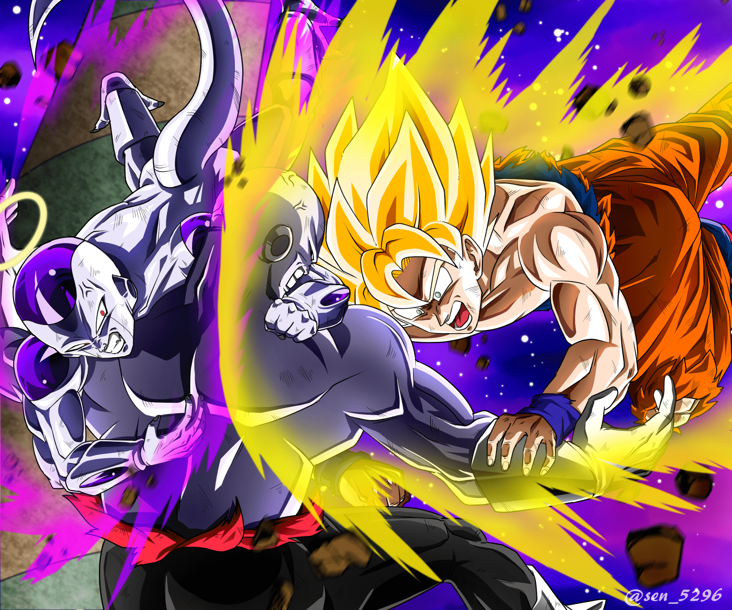 2400x2000 Goku and Freeza Vs Jiren HD Wallpaper