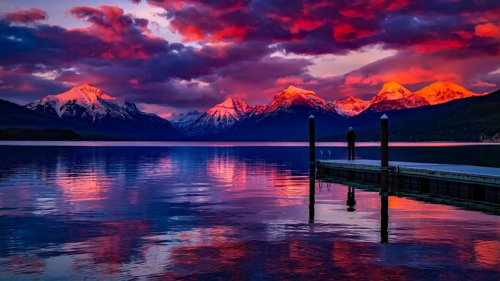 1920x1080 Calm Waters Colorful Clouds Cloud Wallpaper HD