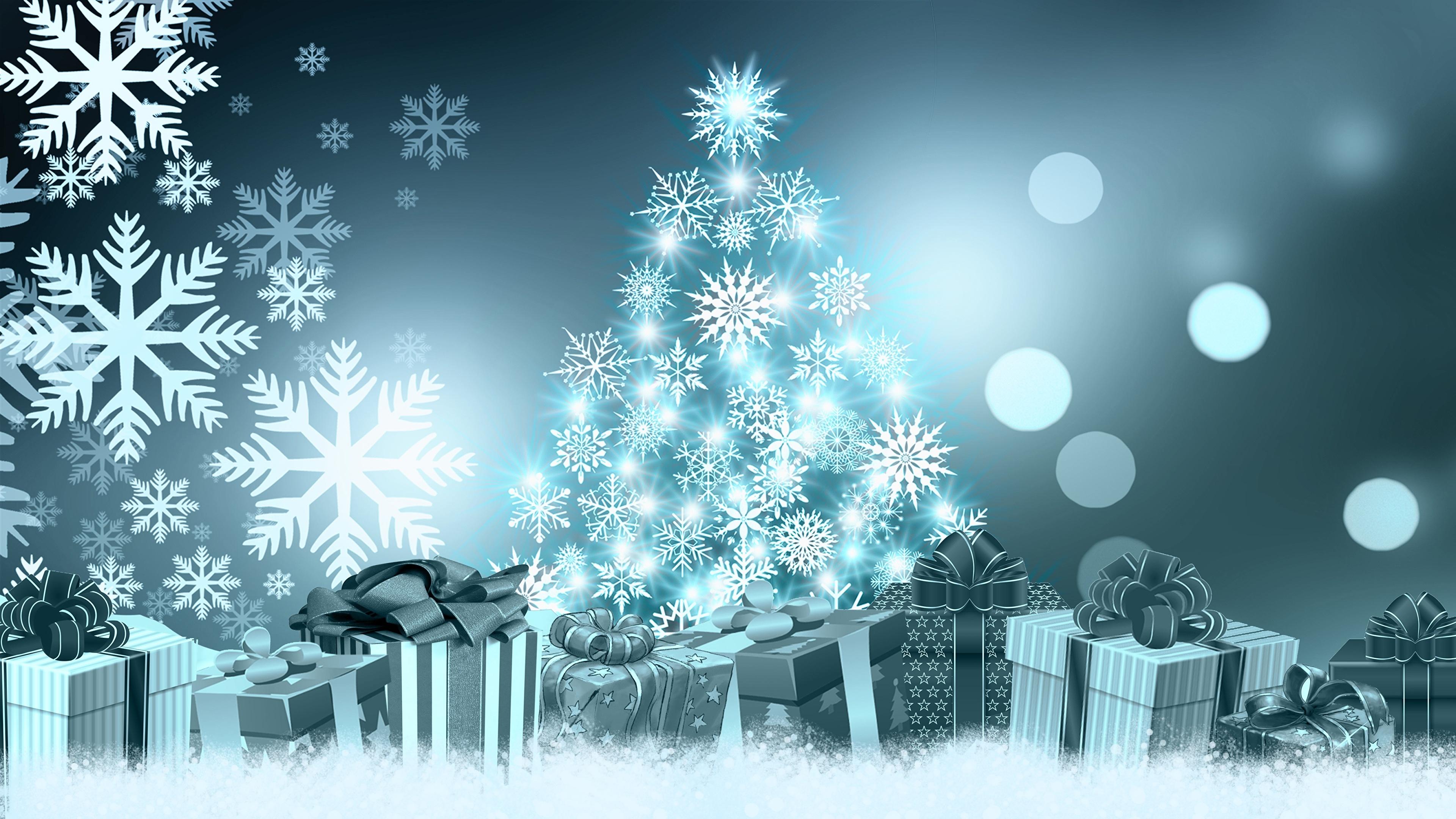 3840x2160 Desktop Wallpaper Christmas Snowflakes Christmas tree 3840x2160