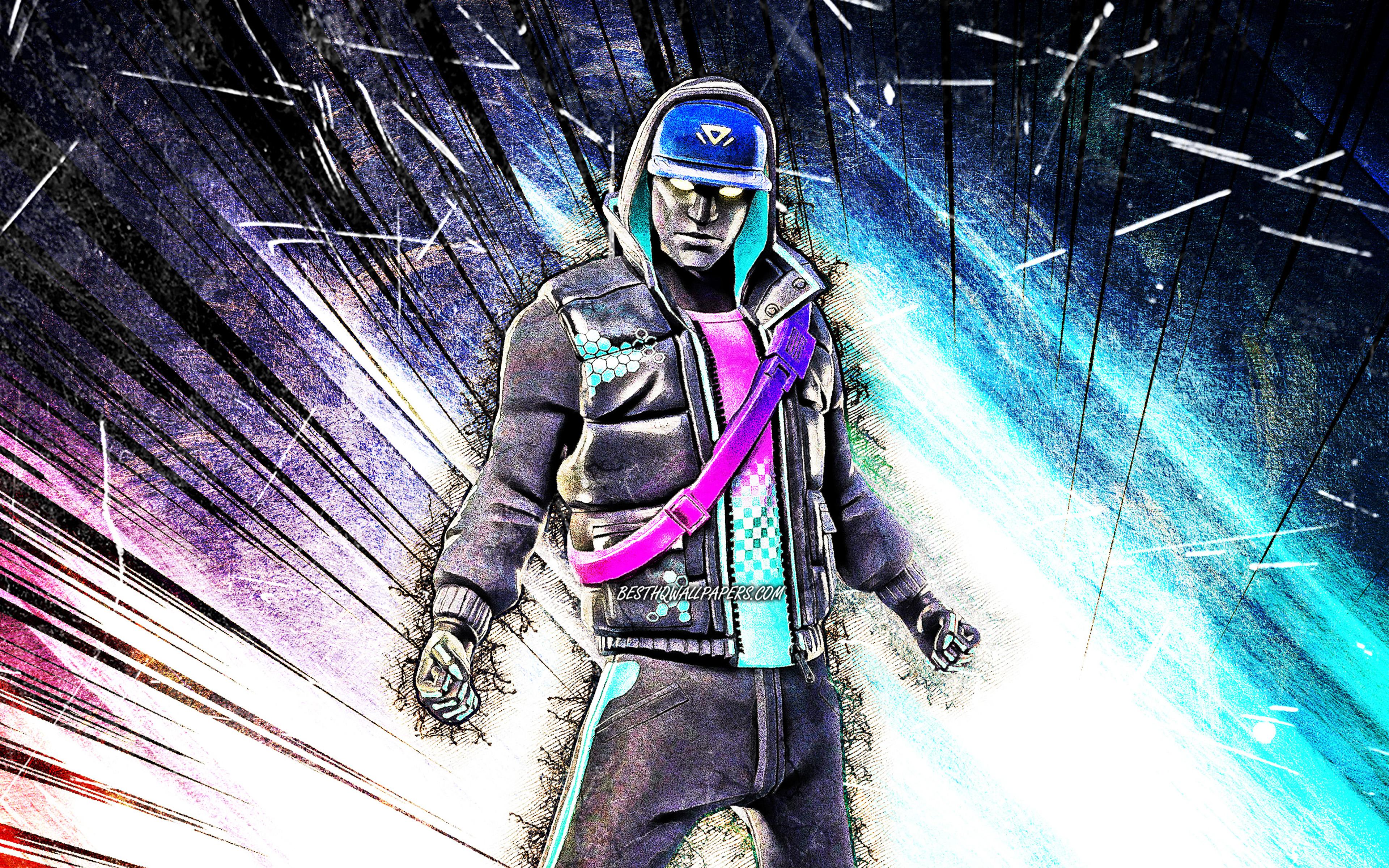 3840x2400 Download wallpaper 4k, Cryptic Skin, grunge art, Fortnite Battle Royale, colorful abstract rays, Fortnite characters, Cryptic, Fortnite, Cryptic Fortnite for desktop with resolution 3840x2400. High Quality HD picture wallpaper
