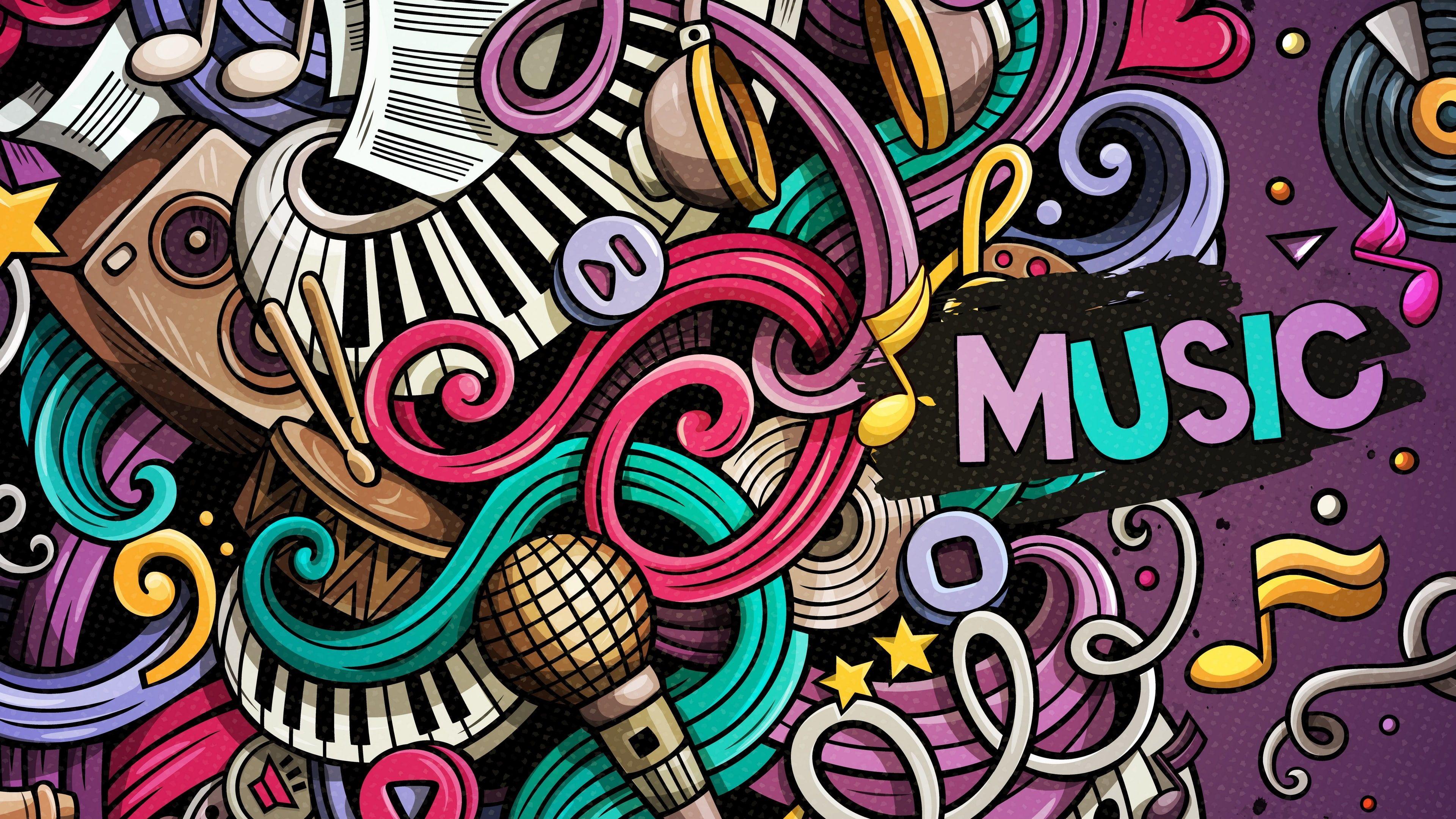 3840x2160 Simple Music Graffiti Art