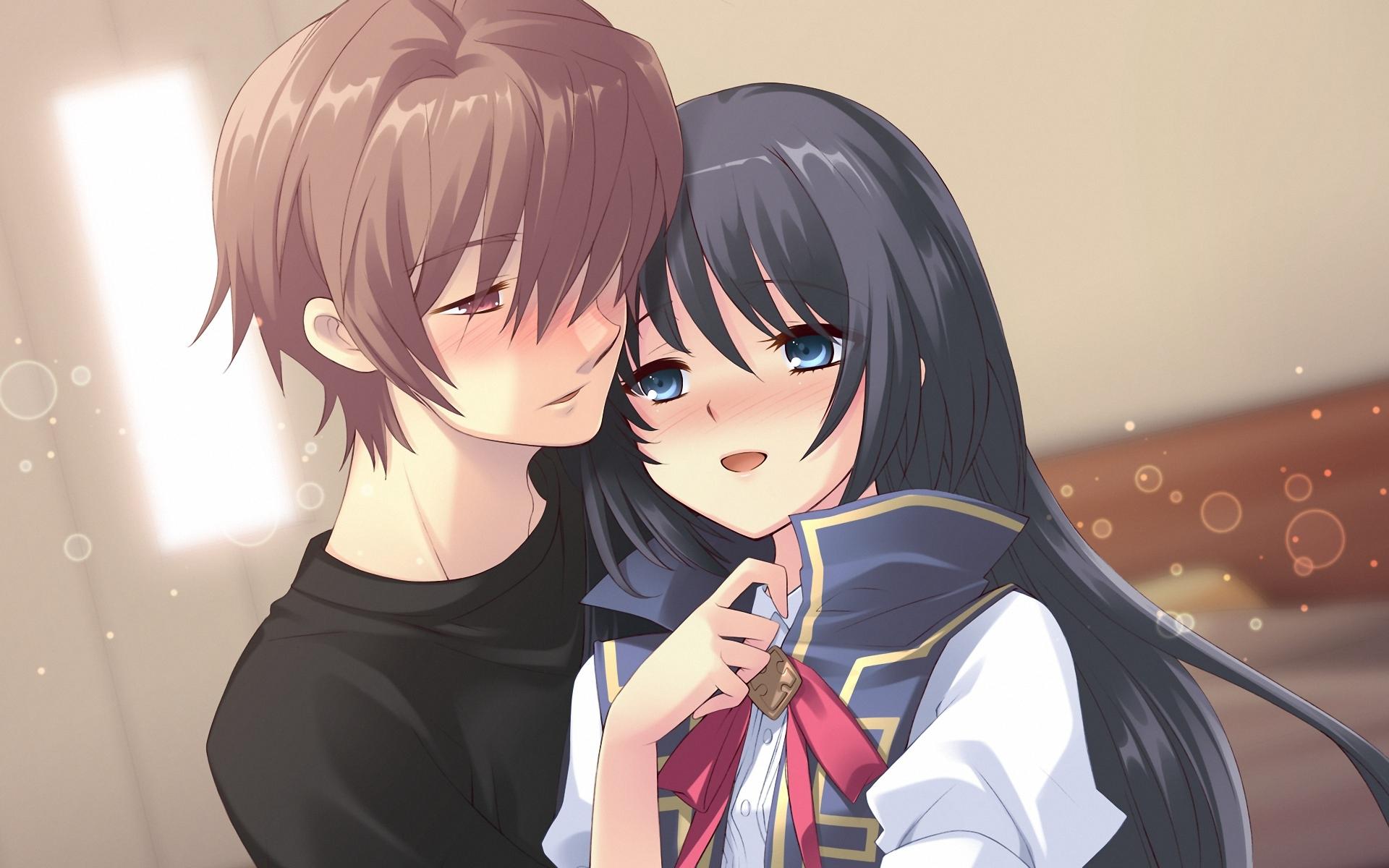 1920x1200 Anime Girl With Black Hair And Boy
