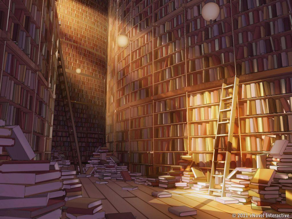 1024x768 Anime Library Wallpaper
