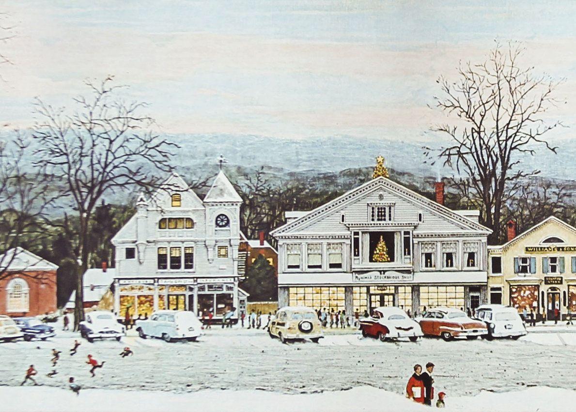 1189x850 Stockbridge Main Street Christmas 1972 HS by Norman Rockwell. Norman rockwell, Norman rockwell christmas, Rockwell