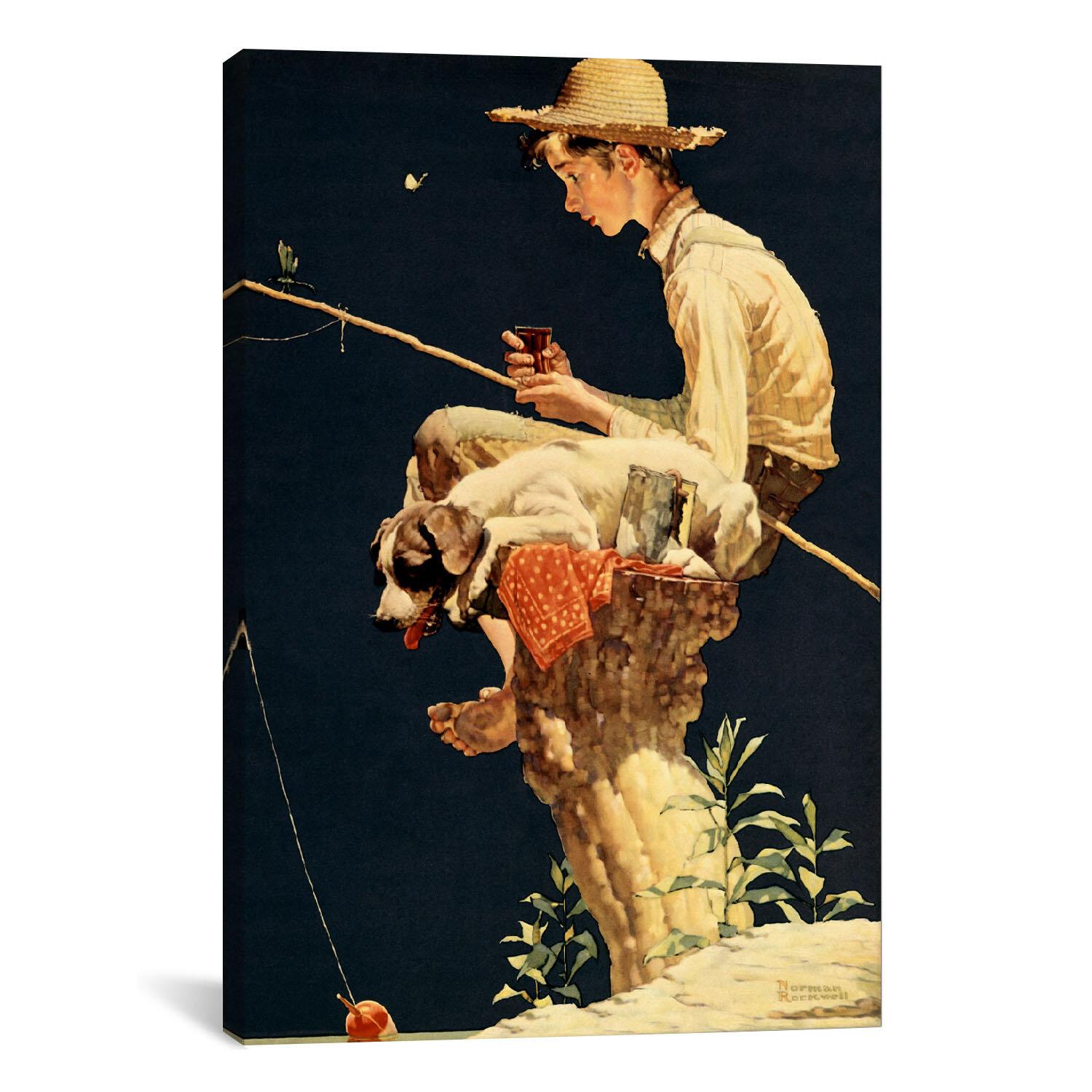 1500x1500 Winston Porter Rihamna Boy Fishing by Norman Rockwell on Canvas & Reviews