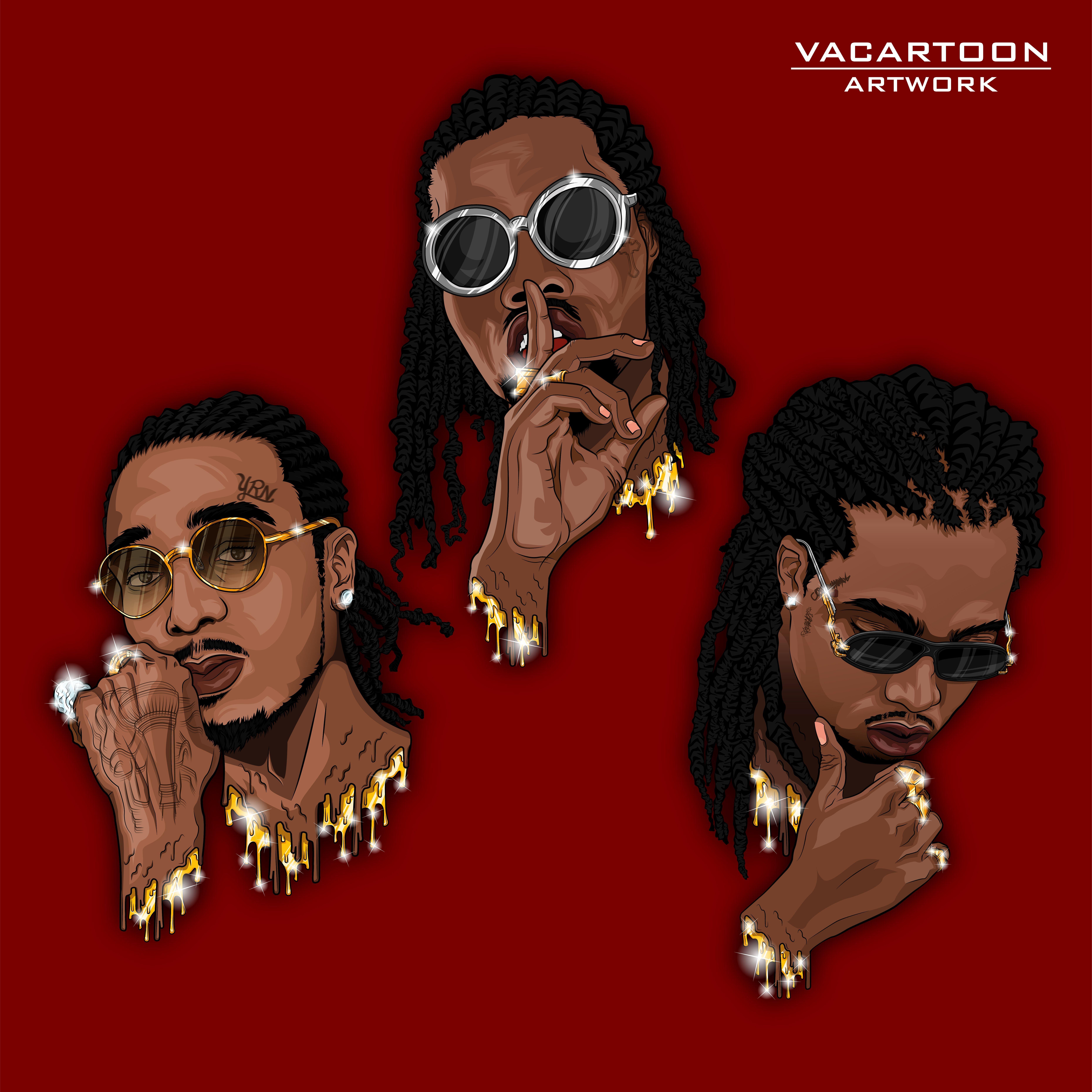 7442x7441 Migos Cartoon Wallpaper