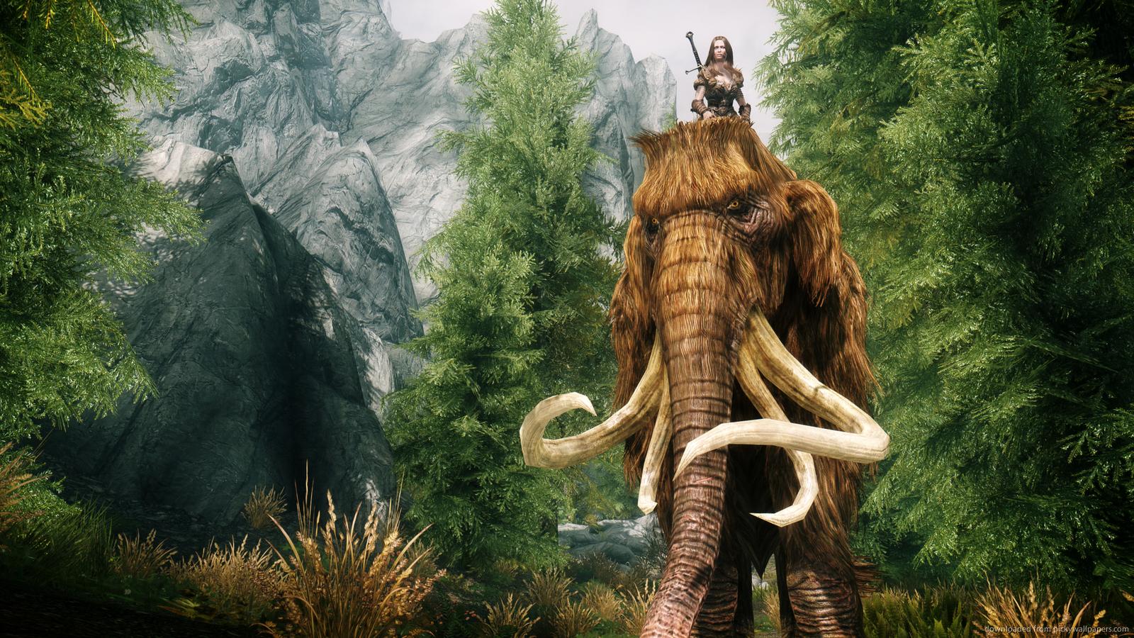 1600x900 Skyrim Mammoth HD wallpaper