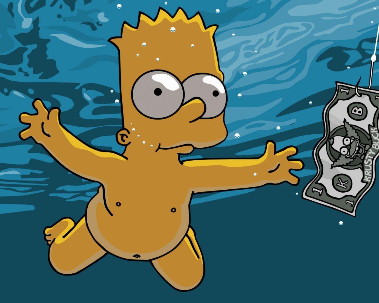 1280x1024 tiền nirvana nhại lại các simpsons bart simpson máy tính để bàn 1280x1024