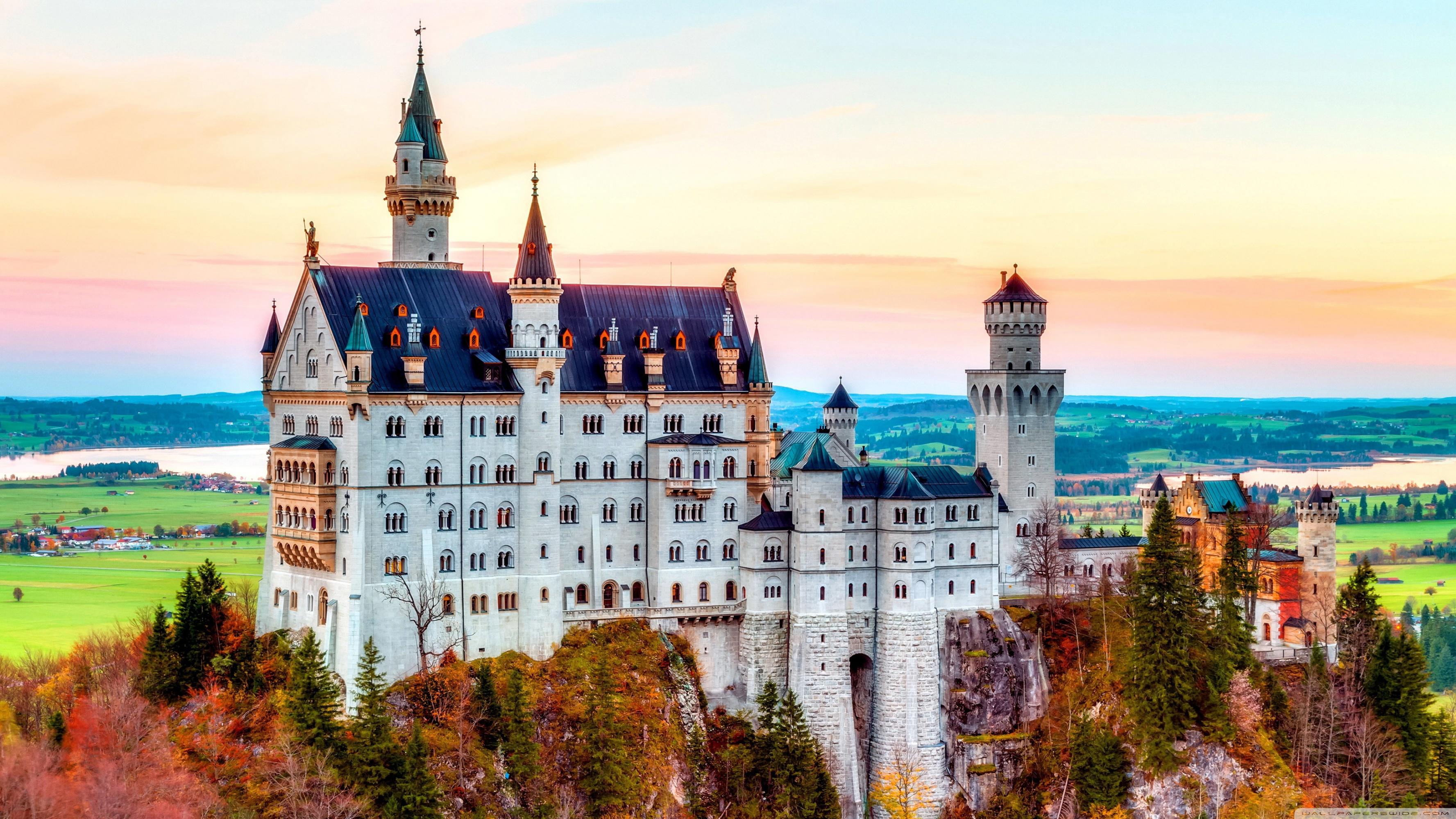 3554x1999 Neuschwanstein Castle, Germany, Autumn Ultra HD Desktop Background Wallpaper for 4K UHD TV : Tablet