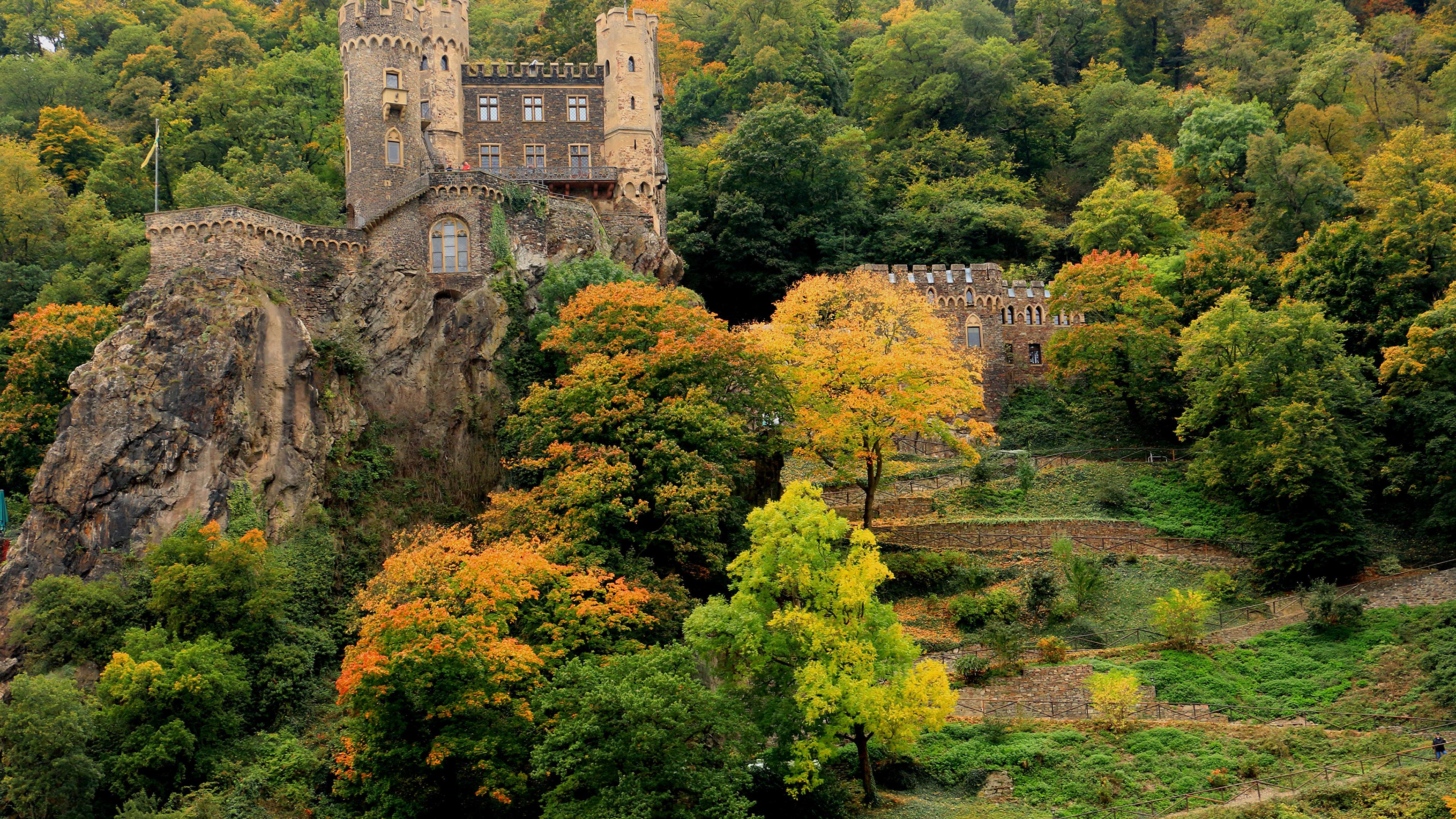 3840x2160 Desktop Wallpaper Germany Marksburg Castle Crag castle 3840x2160