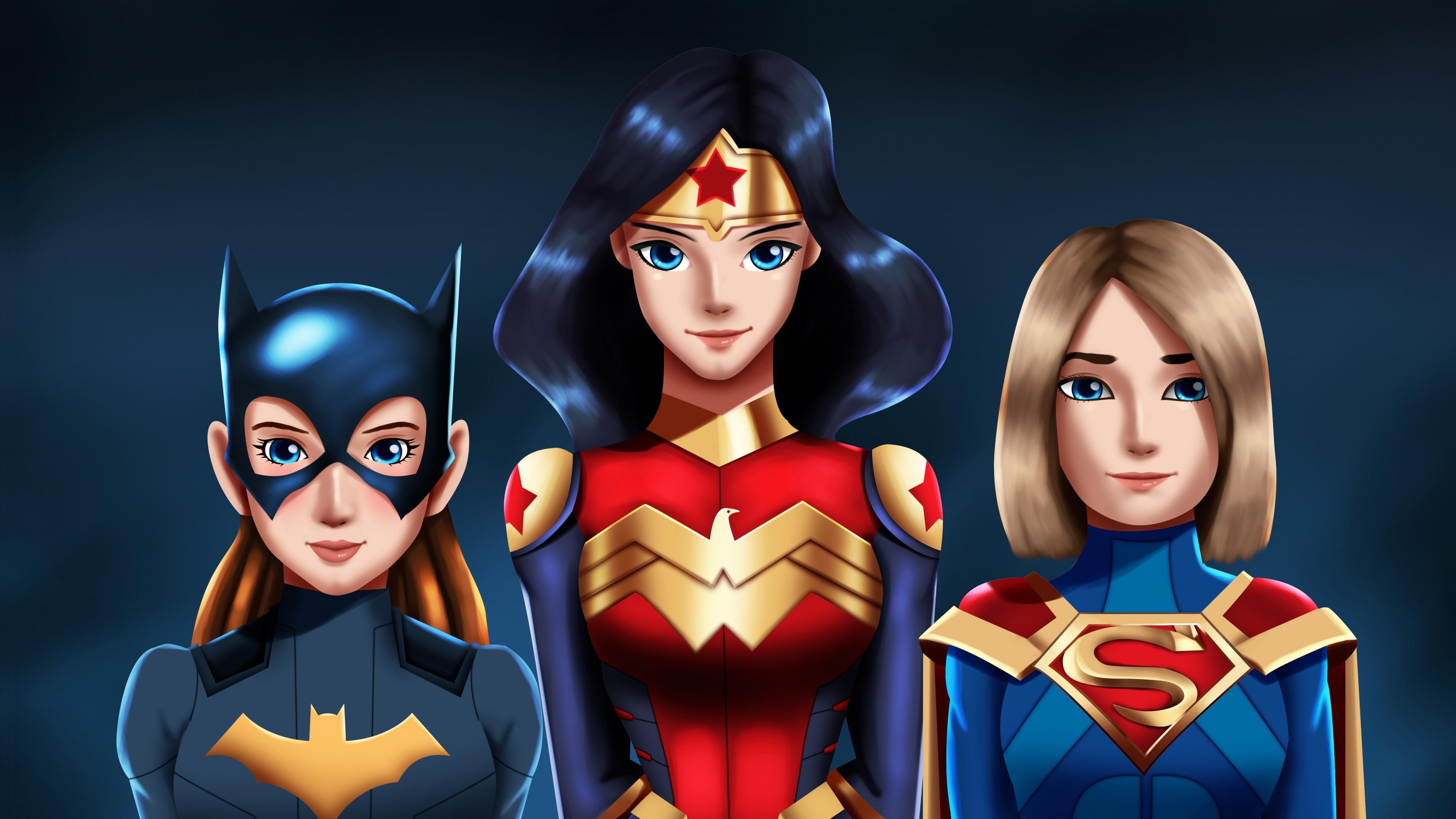 3840x2160 Download 3840x2160 wallpaper wonder woman, batwoman, supergirl, superheroes, girls, digital art, 4k, uhd 16: widescreen, 3840x2160 HD image, background, 15819