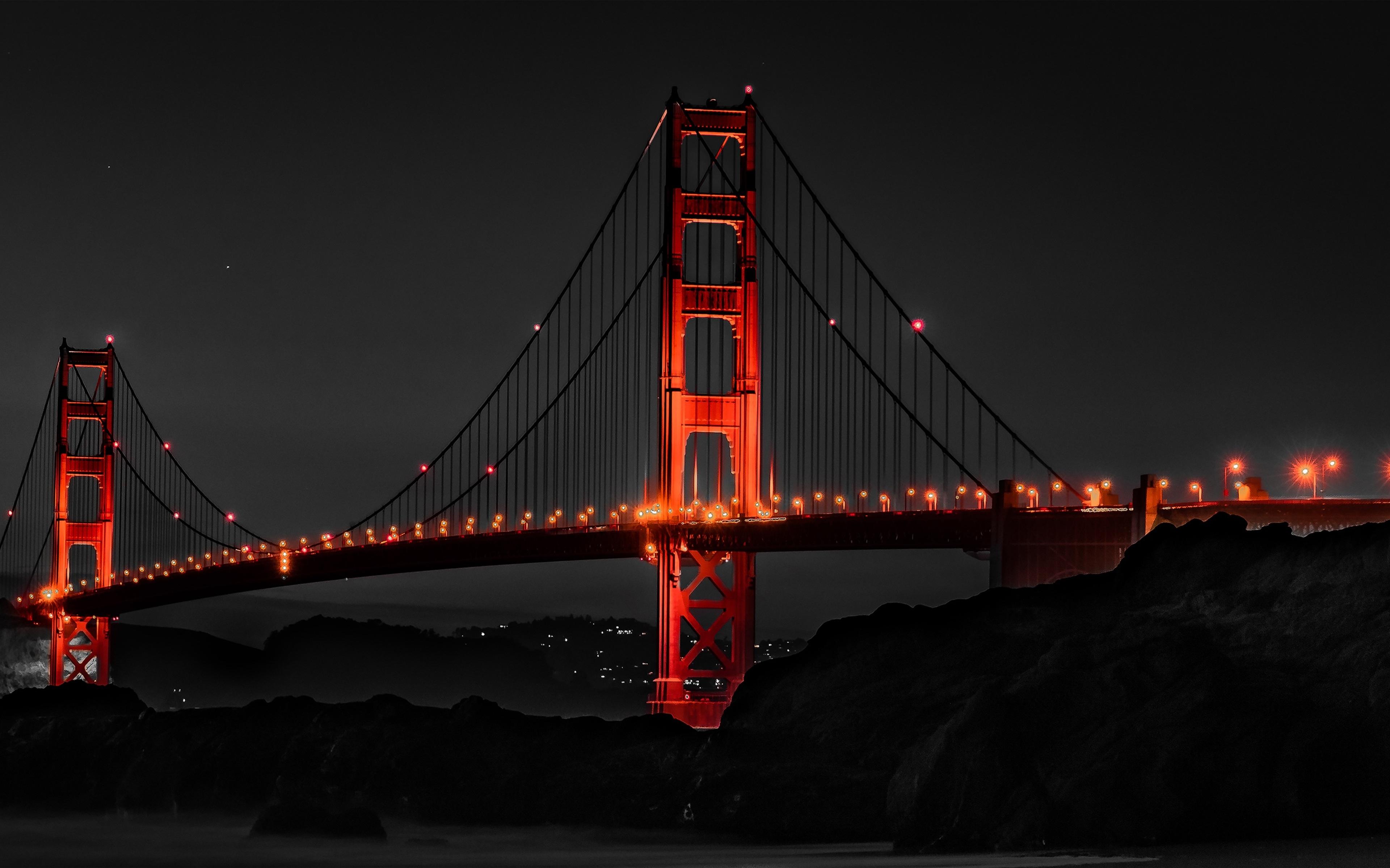 3840x2400 Download wallpaper 4k, Golden Gate Bridge, USA, red bridge, San Francisco, nightscapes, America for desktop with resolution 3840x2400. High Quality HD picture wallpaper