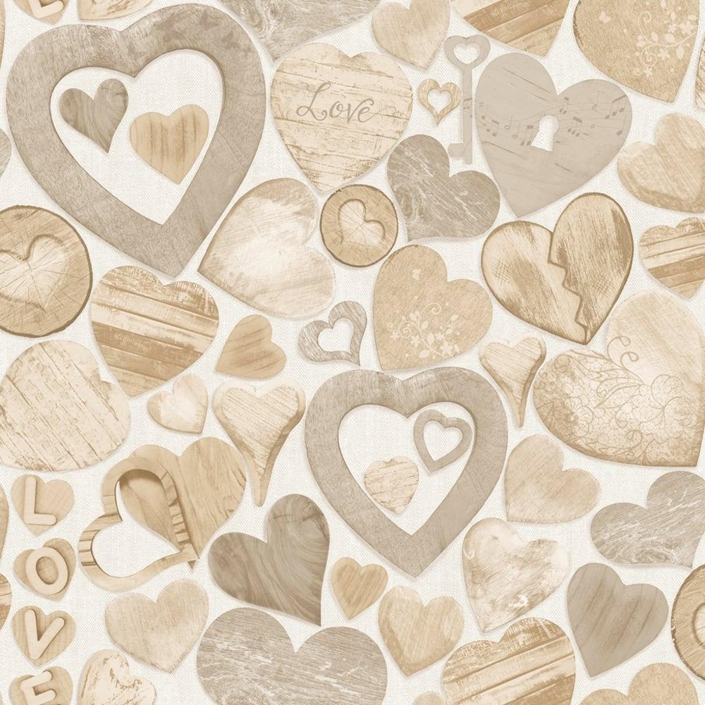 1000x1000 Muriva Wooden Hearts Pattern Wallpaper Wood Effect Love Motif 102570. I Want Wallpaper