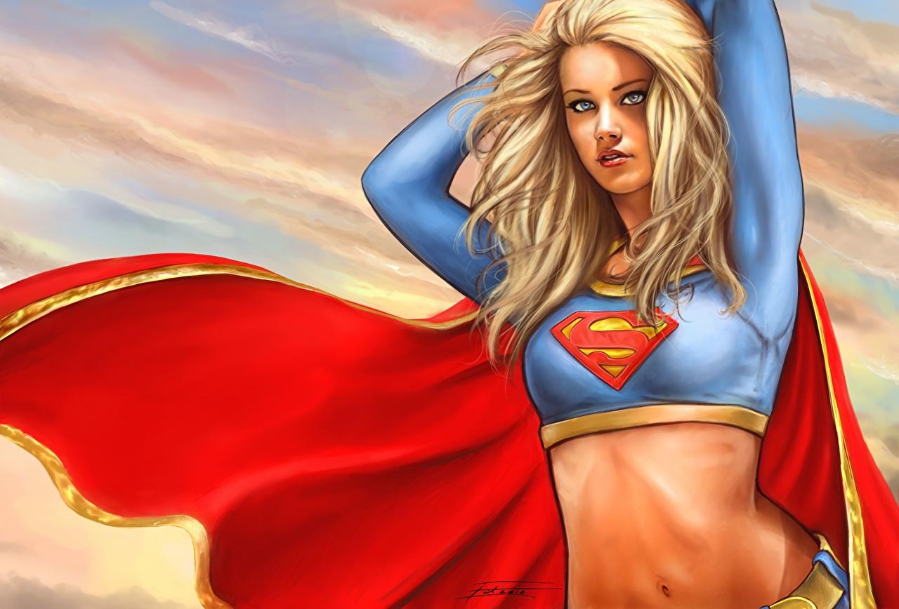 1280x868 Image Heroes comics Blonde girl Supergirl hero female Fantasy