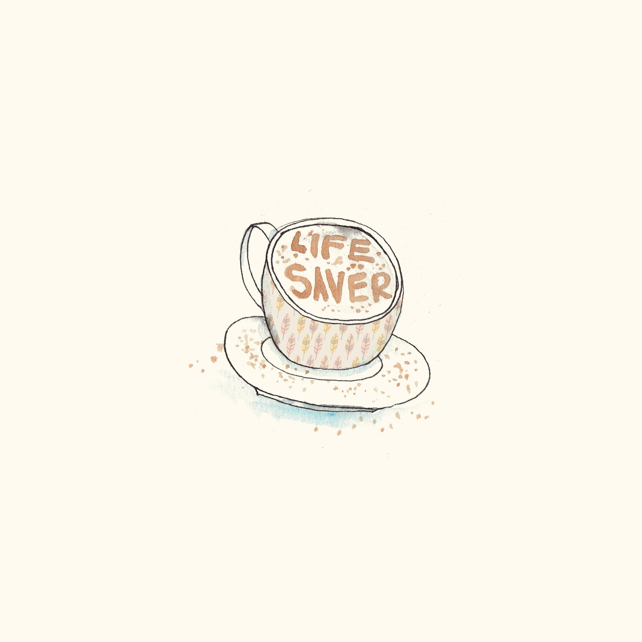 2732x2732 Life Saver Coffee Illustration Cute Wallpaper
