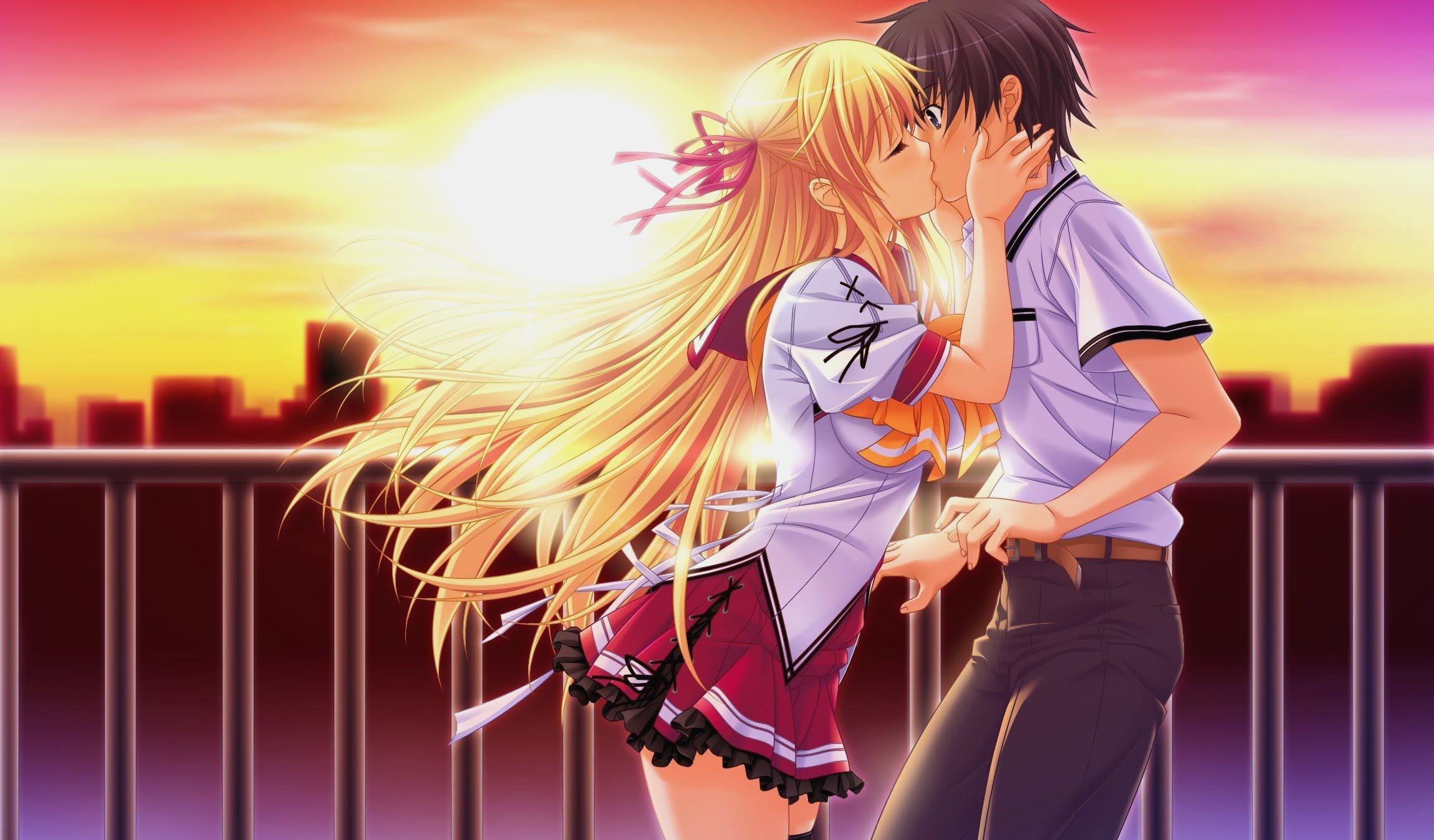 2300x1348 1080p Romantic Anime Couple Wallpaper