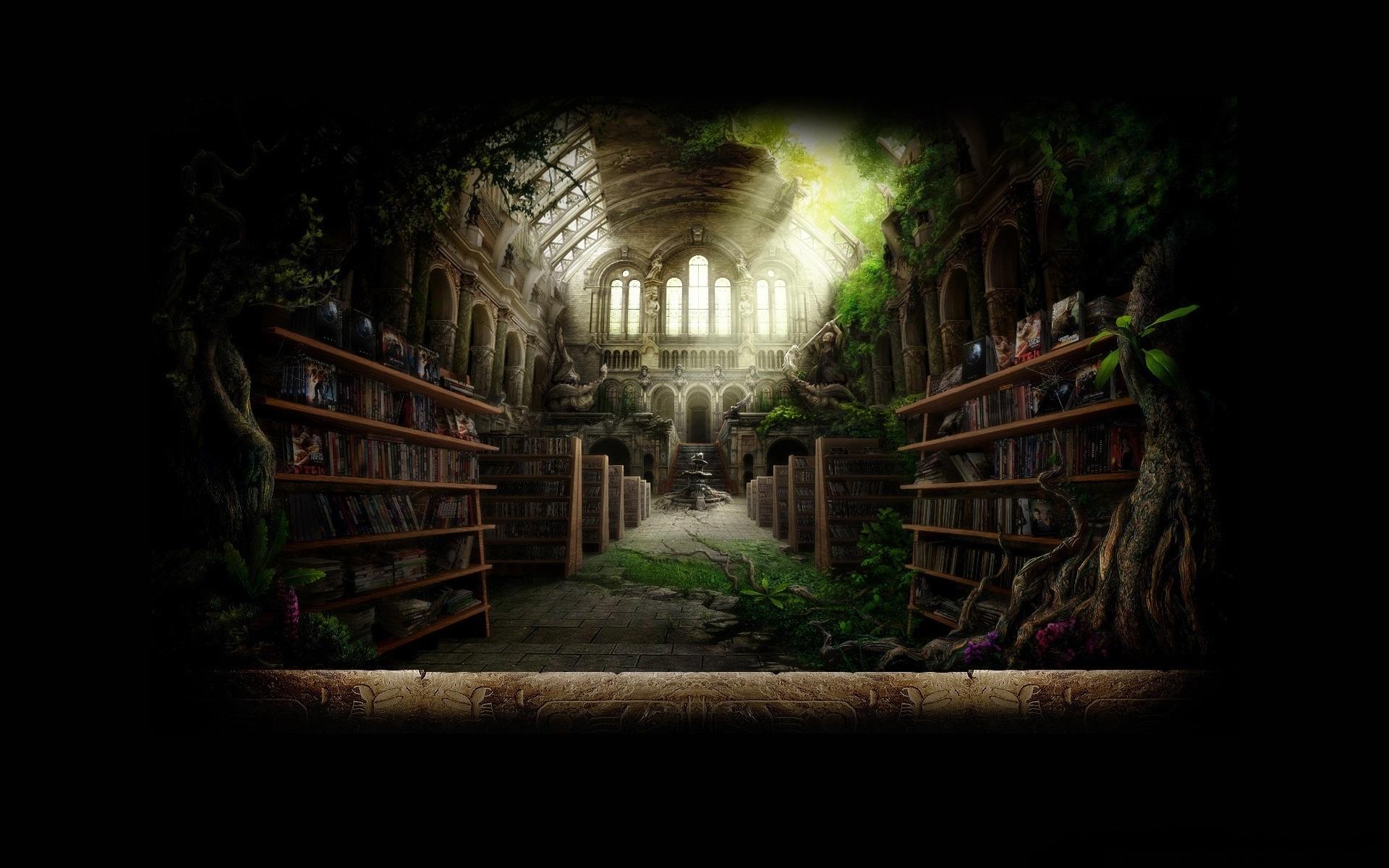 1920x1200 Fantasy Old Library Wallpaper