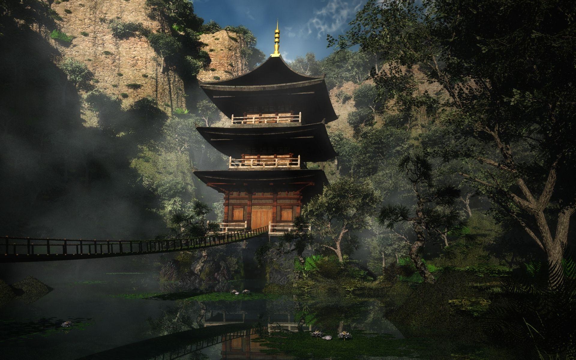 1920x1200 Chinese Building Artwork Wallpaper. Download wallpaper hd, Buildings artwork, Desktop background image