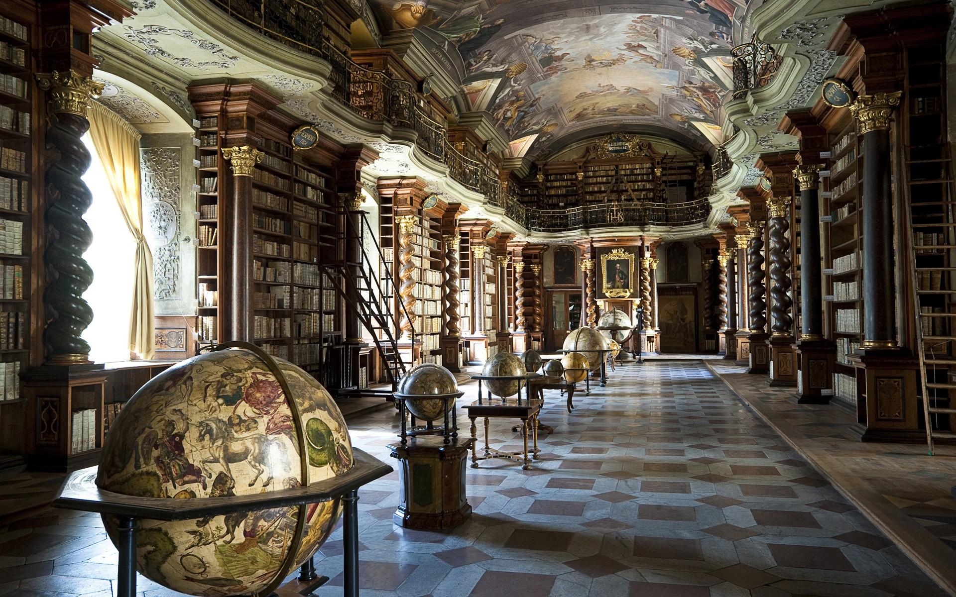 1920x1200 #tiles, #vintage, #window, #Czech Republic, #books, #Prague, #old, #shelves, #globes, #Klementinum, #library, #sunlight, #architecture, #interior, #pillar, wallpaper. Mocah HD Wallpaper