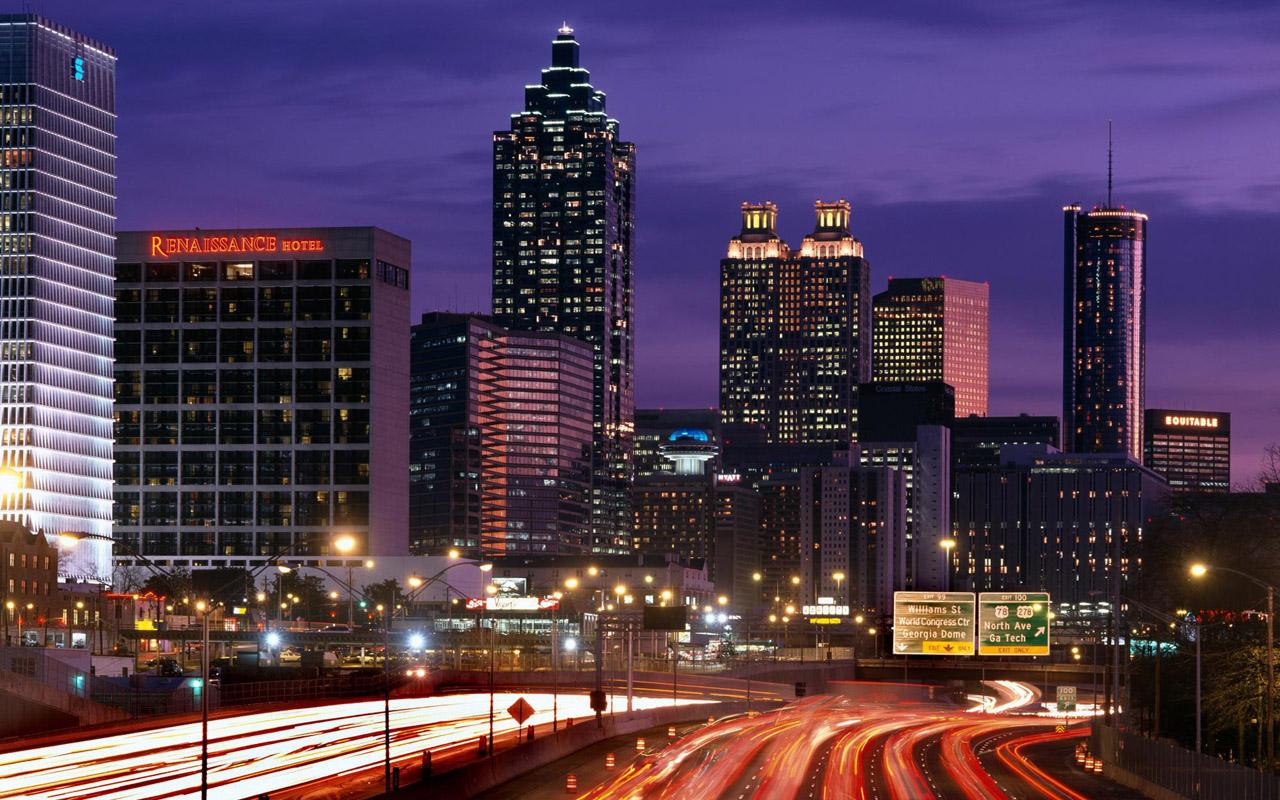 1280x800 Atlanta Downtown Night View