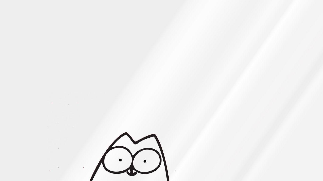 1366x768 Download wallpaper 1366x768 cartoon, texture, cat tablet, laptop HD background