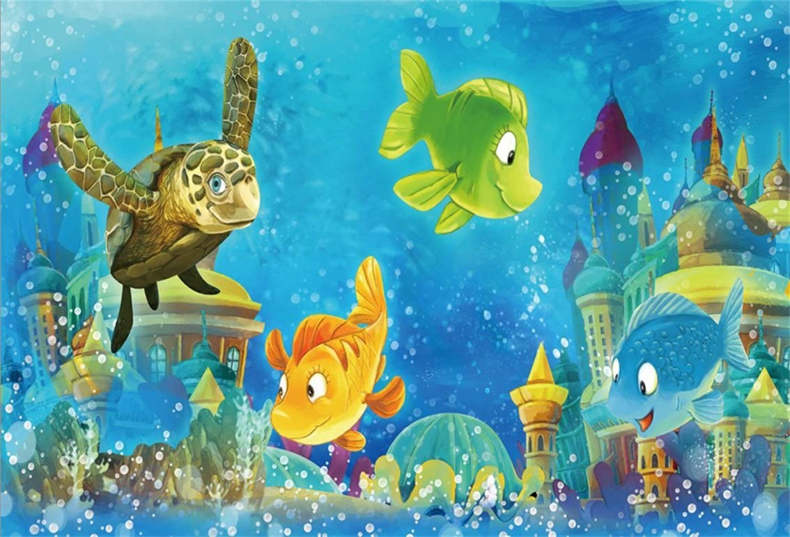 1134x772 Amazon.com : CSFOTO 5x3ft Background for Underwater Castle Photography Backdrop Sea Marine Life Fish Seahorse Reef Ocean Coral Cartoon Cute Fantasy Biological Children Photo Studio Props Polyester Wallpaper : Camera & Photo