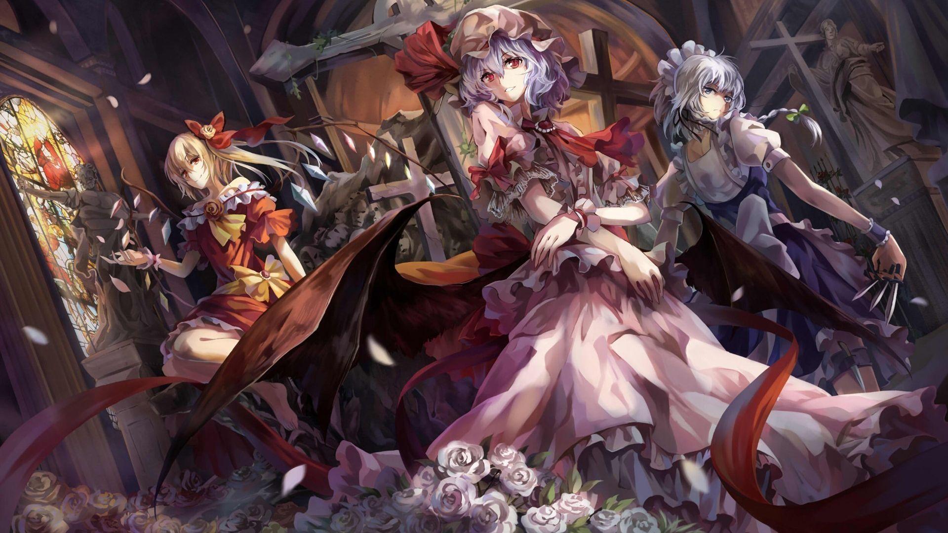 1920x1080 Desktop Wallpaper Sakuya Izayoi, Remilia Scarlet, Flandre Scarlet, Touhou, Anime Girls, HD Image, Picture, Background, B80a32