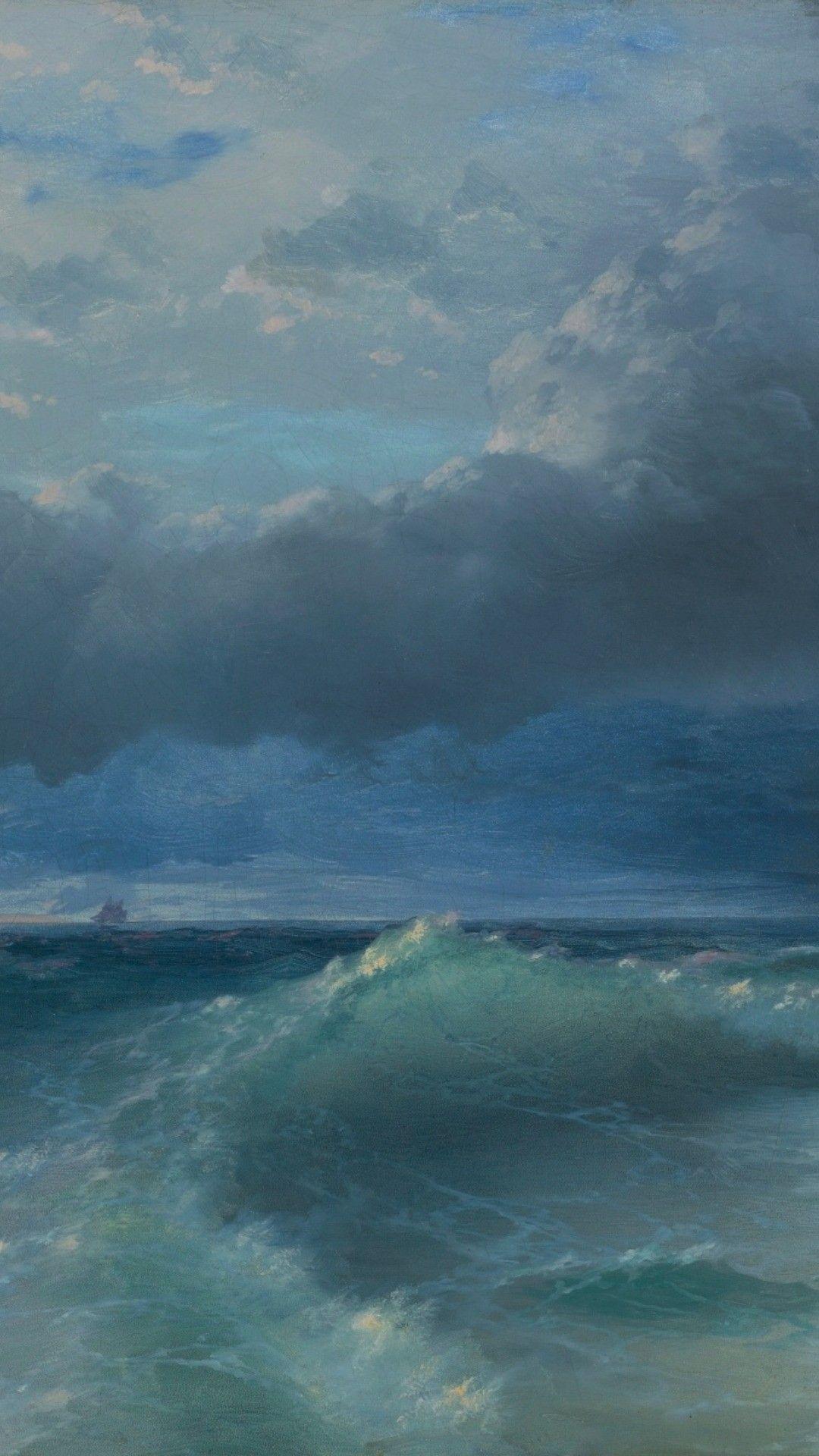 1080x1920 Painting details by Ivan Konstantinovich Aivazovsky. Landscape art painting, Aesthetic painting, Landscape art