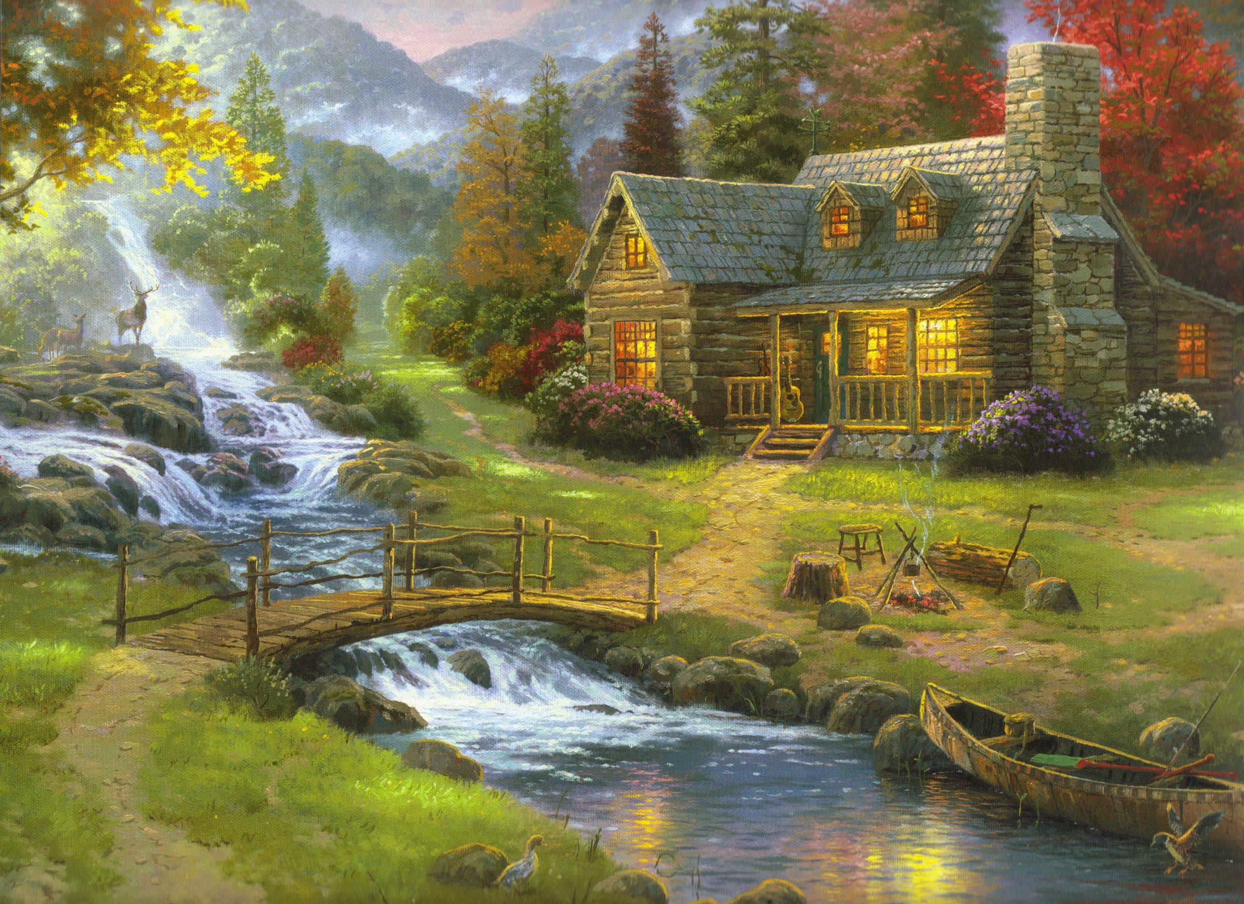 2560x1860 Wallpaper Nature Art Houses Next Tor River And Trees • Wallpaper For You HD Wallpaper For Desktop & Mobile