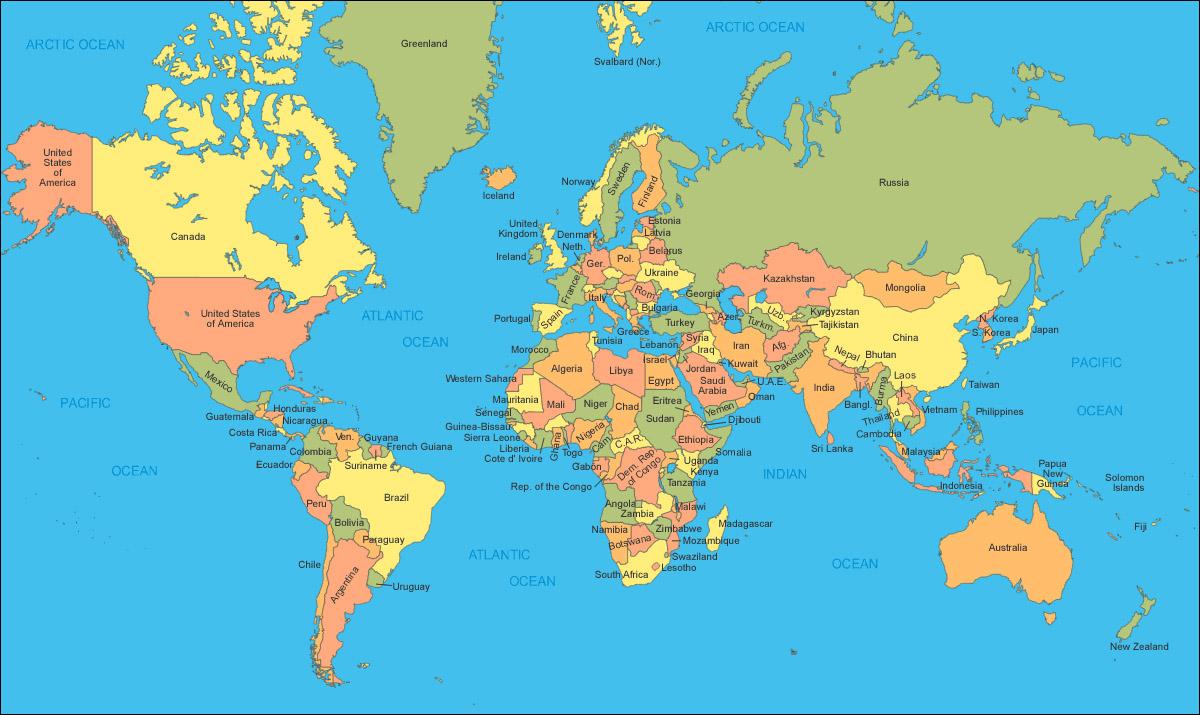 1200x715 Free Printable World Map Wallpaper HD, 4K, PNG, Image