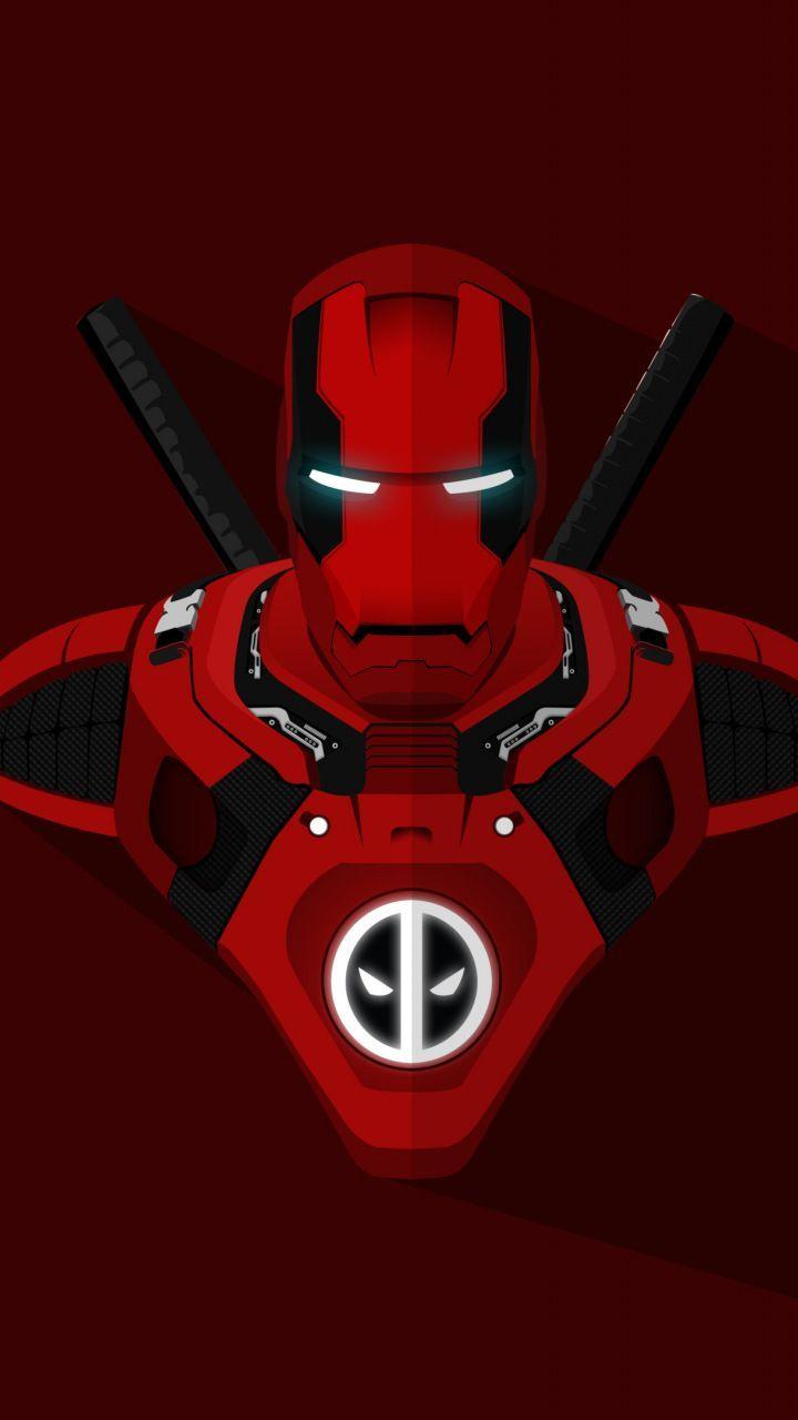 720x1280 Iron man, deadpool, crossover, marvel comics, minimal, 720x1280 wallpaper