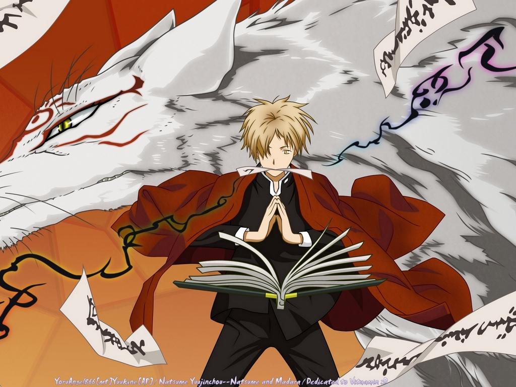 1024x768 Download Wallpaper 1024x768 Book Guy Animal Posture Natsume Yuujinchou Blond Madara Natsume Takashi Nyanko Sensei Wallpaper, Background Standard 4:3