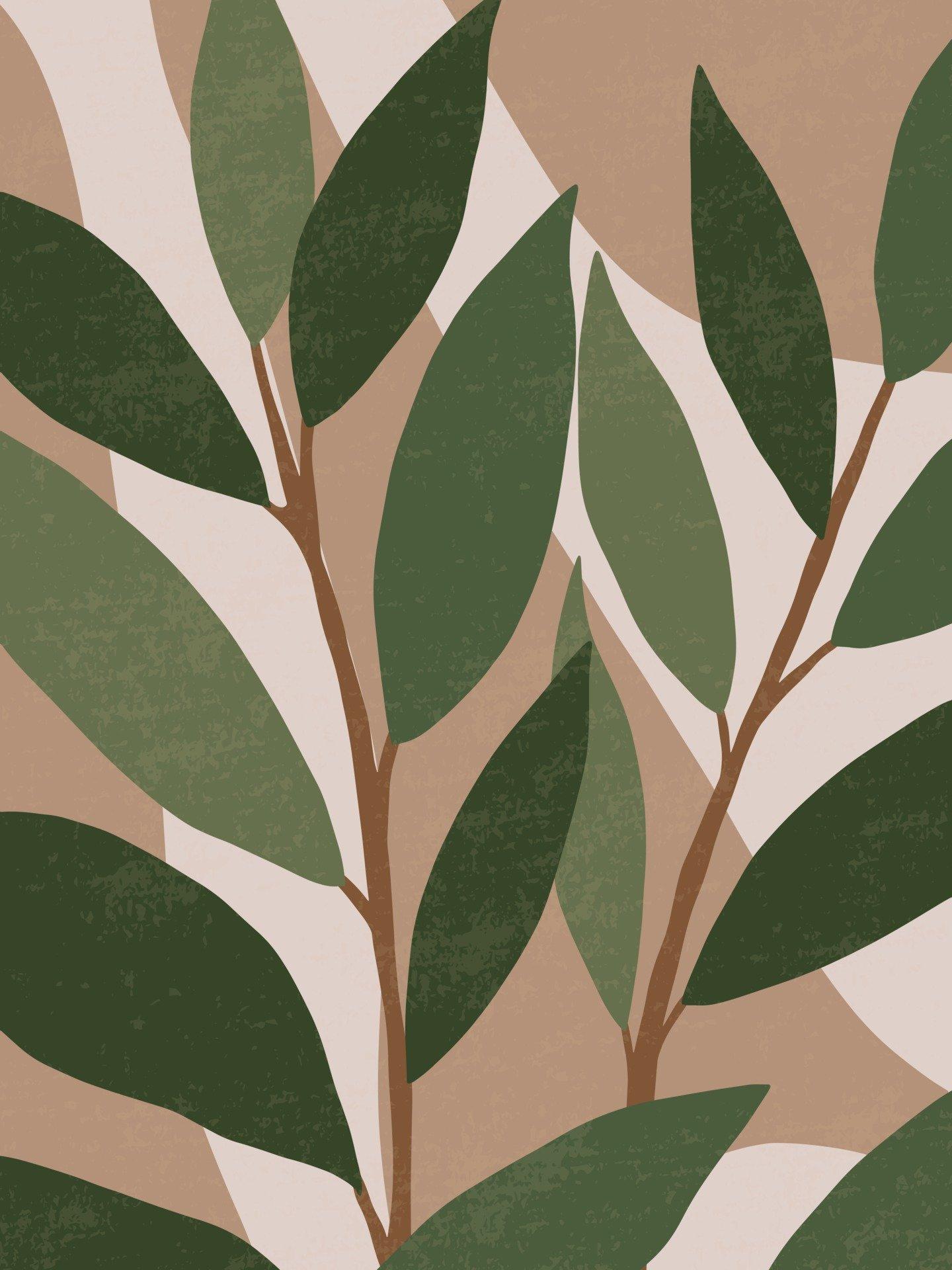 1440x1920 Botanical contemporary wall art poster. Tropical Foliage line art drawing with abstract shape.Boho Abstract Plant Art design for print, cover, wallpaper, Mid century Minimal and natural wall art. Vector illustration 2367791 Vector Art
