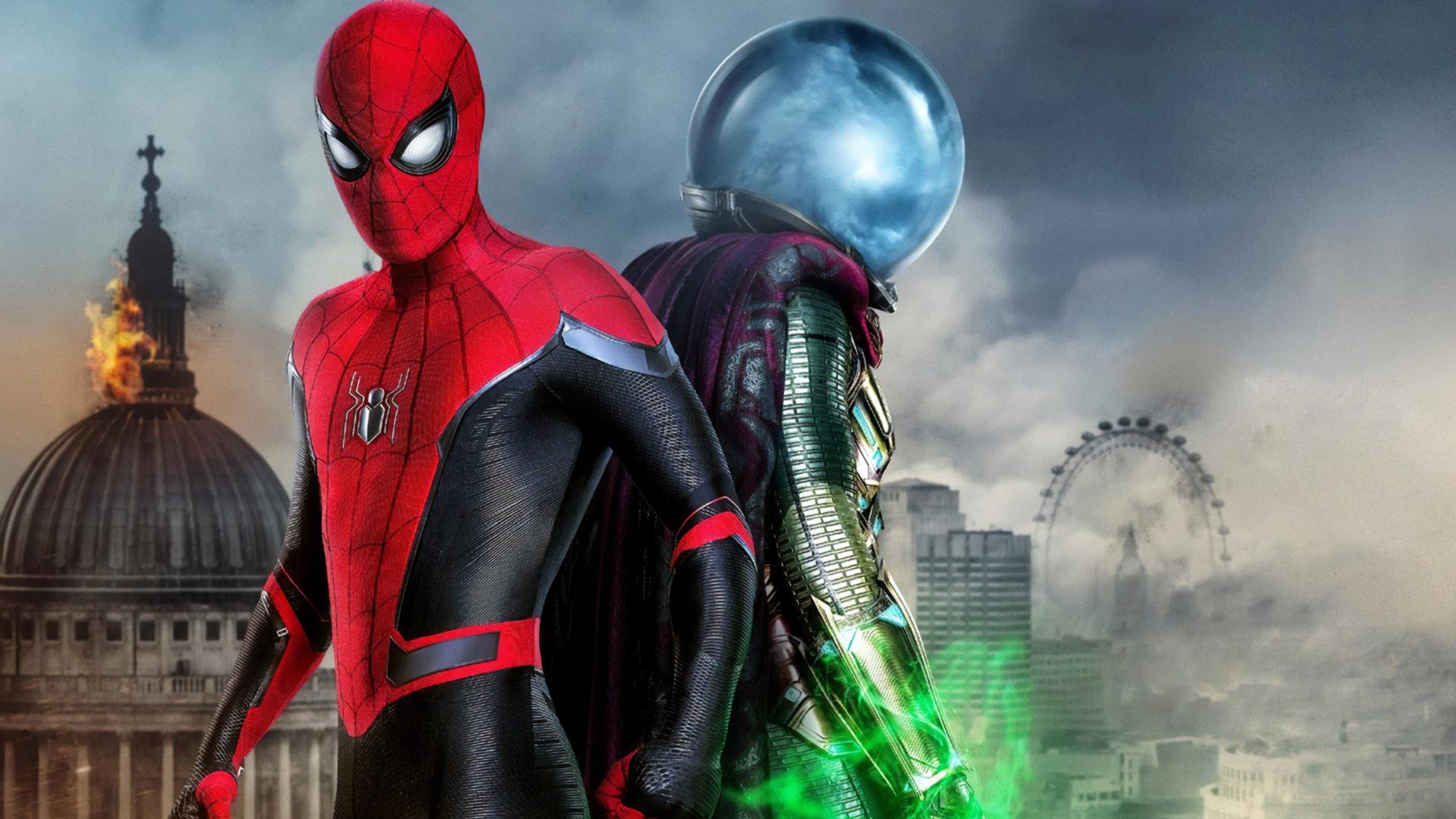 1920x1080 Download wallpaper: Spider Man and Mysterio 1920x1080
