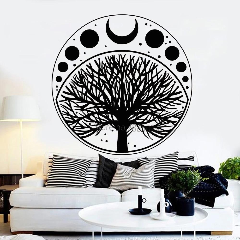 1000x1000 Moon Phases Cycle Tree Of Life Symbol Sticker Vinyl Wall Decal Art Home Decor Wallpaper Bedroom Wall Decoration Removable LC1018. Wall Stickers