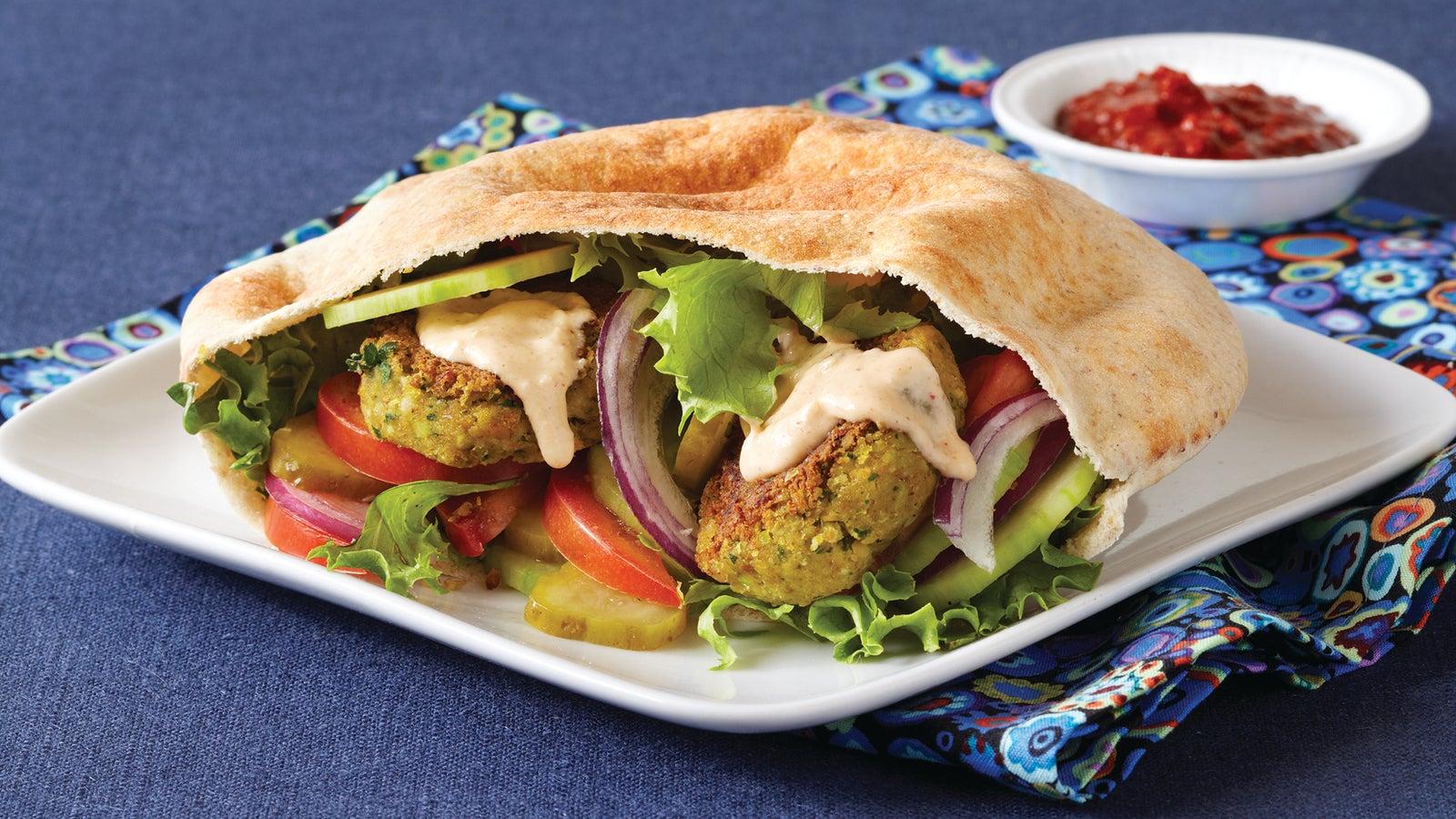 1600x900 Falafel Pita Sandwiches with Tahini Sauce