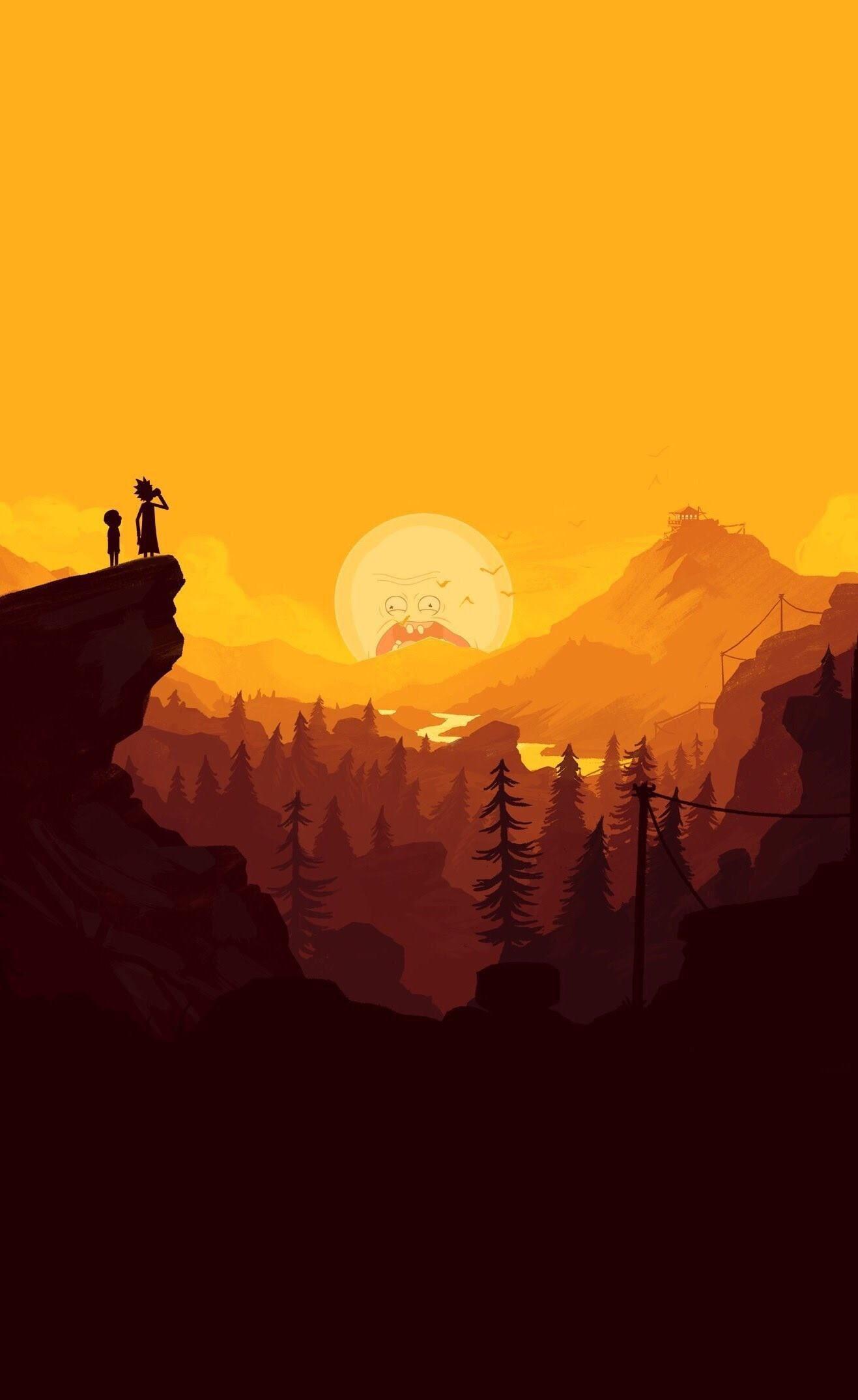 1317x2150 A mini Rick and Morty wallpaper dump post. Landscape wallpaper, Scenery wallpaper, Minimalist wallpaper