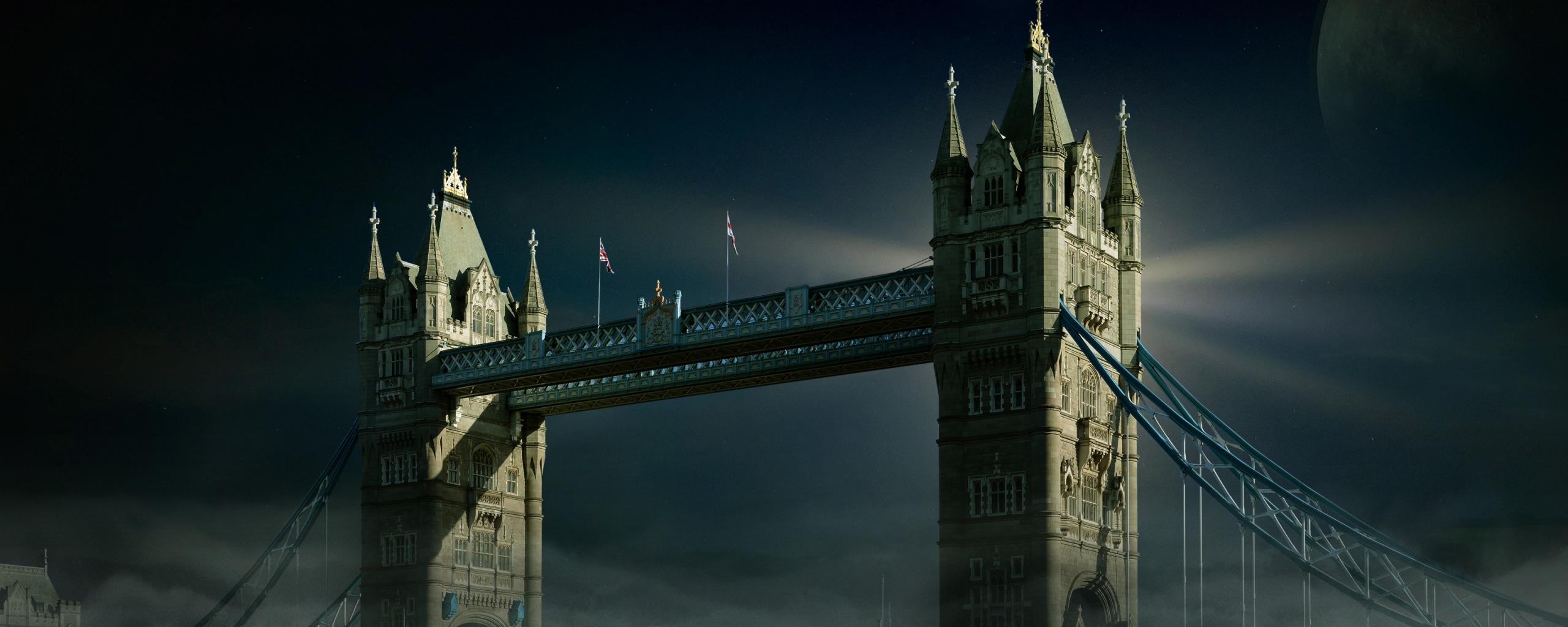 2560x1024 Desktop Wallpaper Tower Bridge, London, City, Night, 4k, HD Image, Picture, Background, 85cf3f