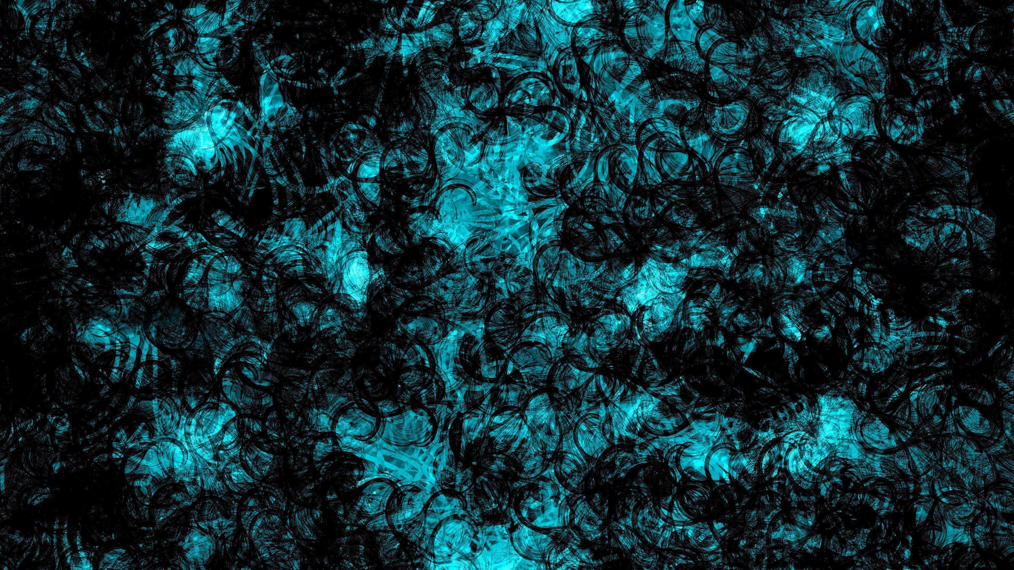 3840x2160 Turquoise Black 4K HD Turquoise Wallpaper