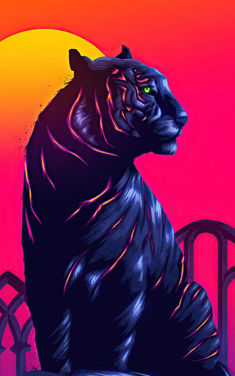 800x1280 Download 800x1280 Wallpaper Tiger, Neon Art, Samsung Galaxy Note Gt N Meizu Mx 800x1280 HD Image Background