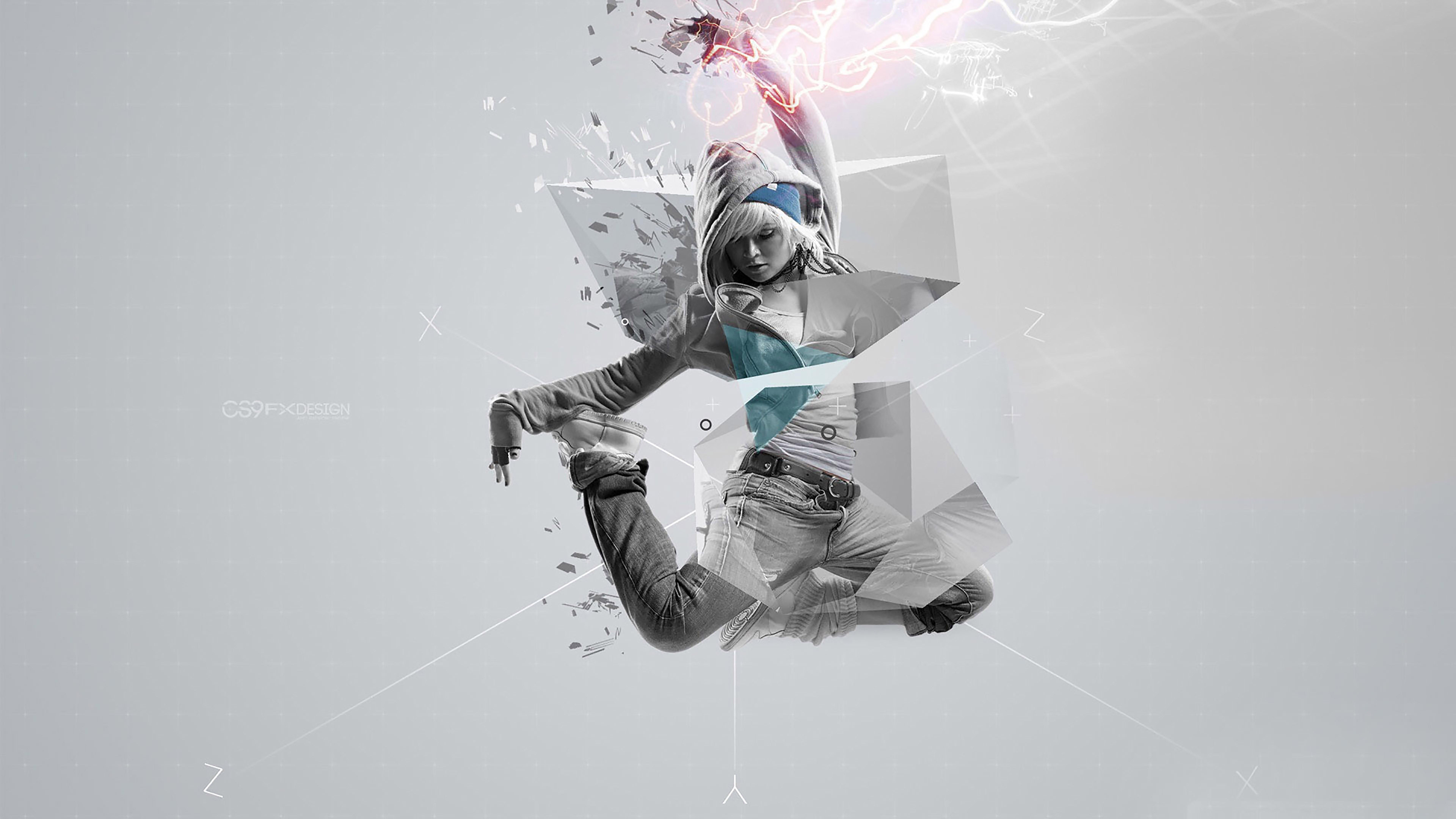 7680x4320 abstract, Cute, Particles, Dancer, Jump, Split, Humor, Hdr, Ultrahd, Black, White, Hd, 4k, Wallpaper, 3840x2160 Wallpaper HD / Desktop and Mobile Background