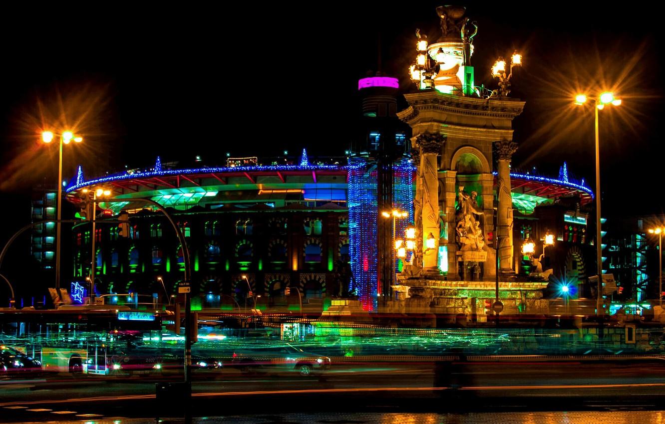 1332x850 Wallpaper night, night, Barcelona, Barcelona image for desktop, section город