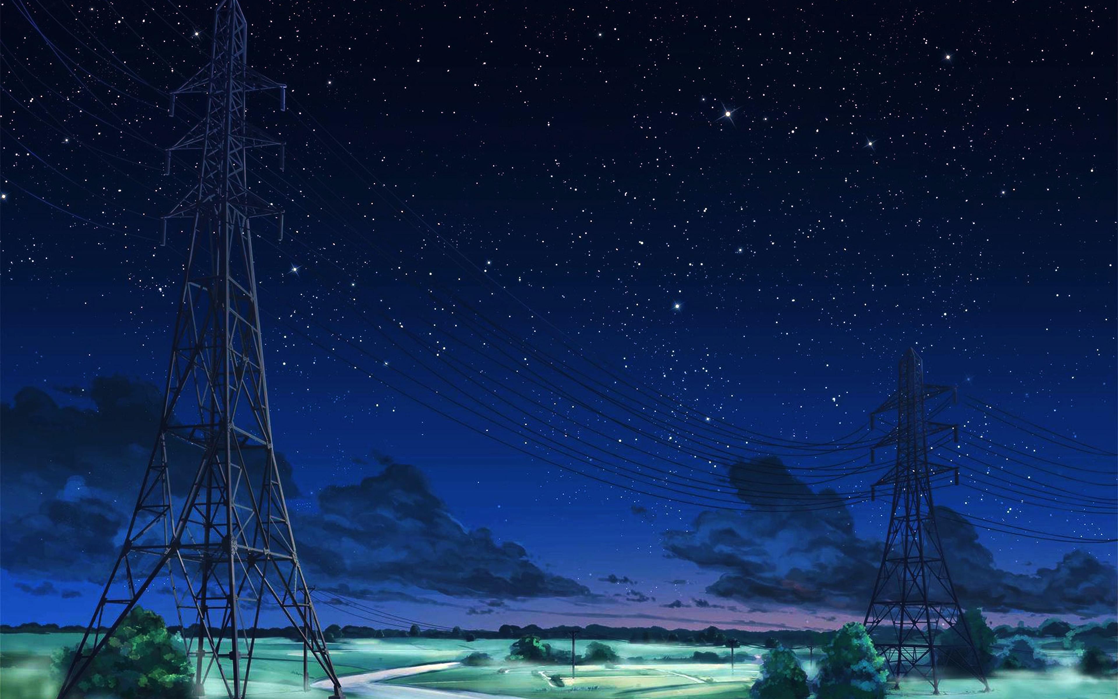 3840x2400 Anime Night Sky