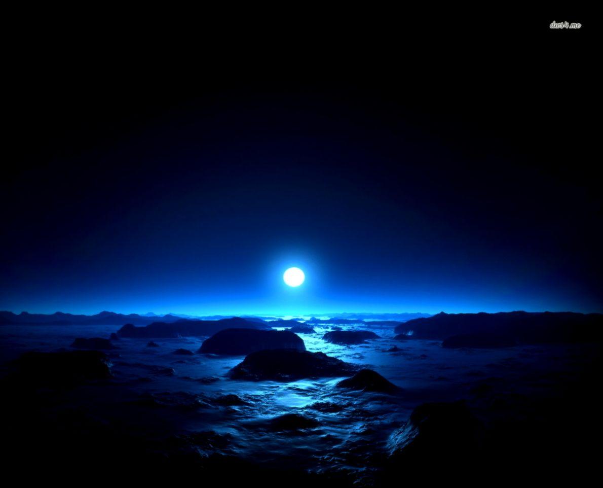1190x962 Blue Night Sky And Moon