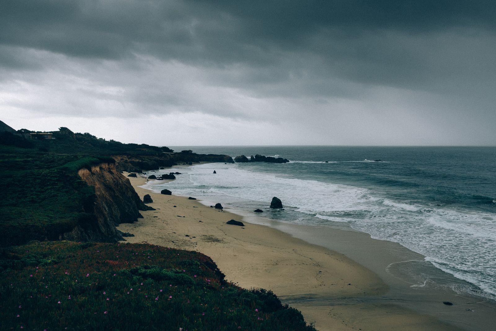 1600x1068 Nature Sea Ocean Clouds Beach Rocks Seashore Waves Dark Cloudy Wallpaper.com. Best High Quality Wallpaper