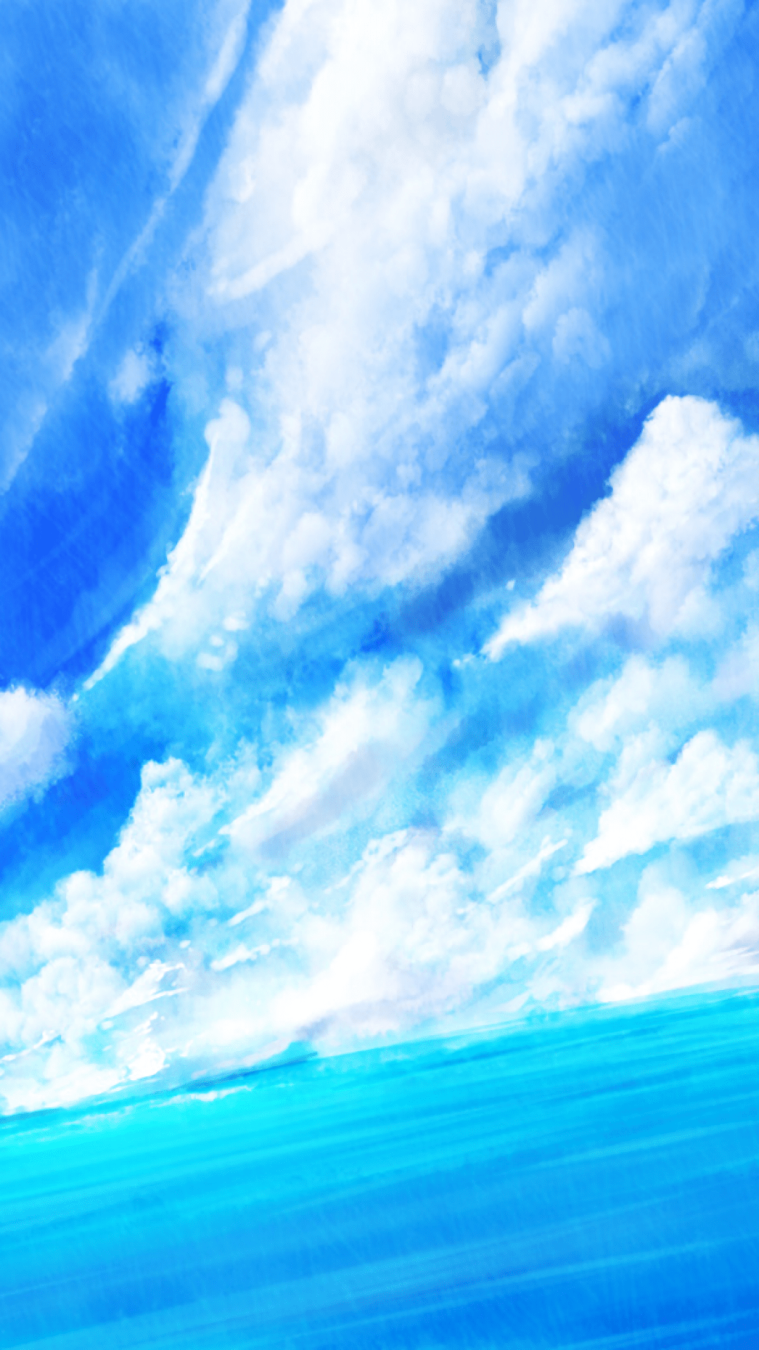 1080x1920 Download 1080x1920 Anime Landscape, Anime Girl, Clouds, Ocean Wallpaper for iPhone iPhone 7 Plus, iPhone 6+, Sony Xperia Z, HTC One